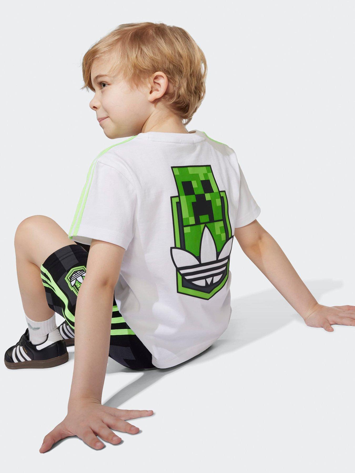 Image 5 of 5 of adidas Originals Kids Unisex X Minecraft Shorts And T-Shirt Set - White