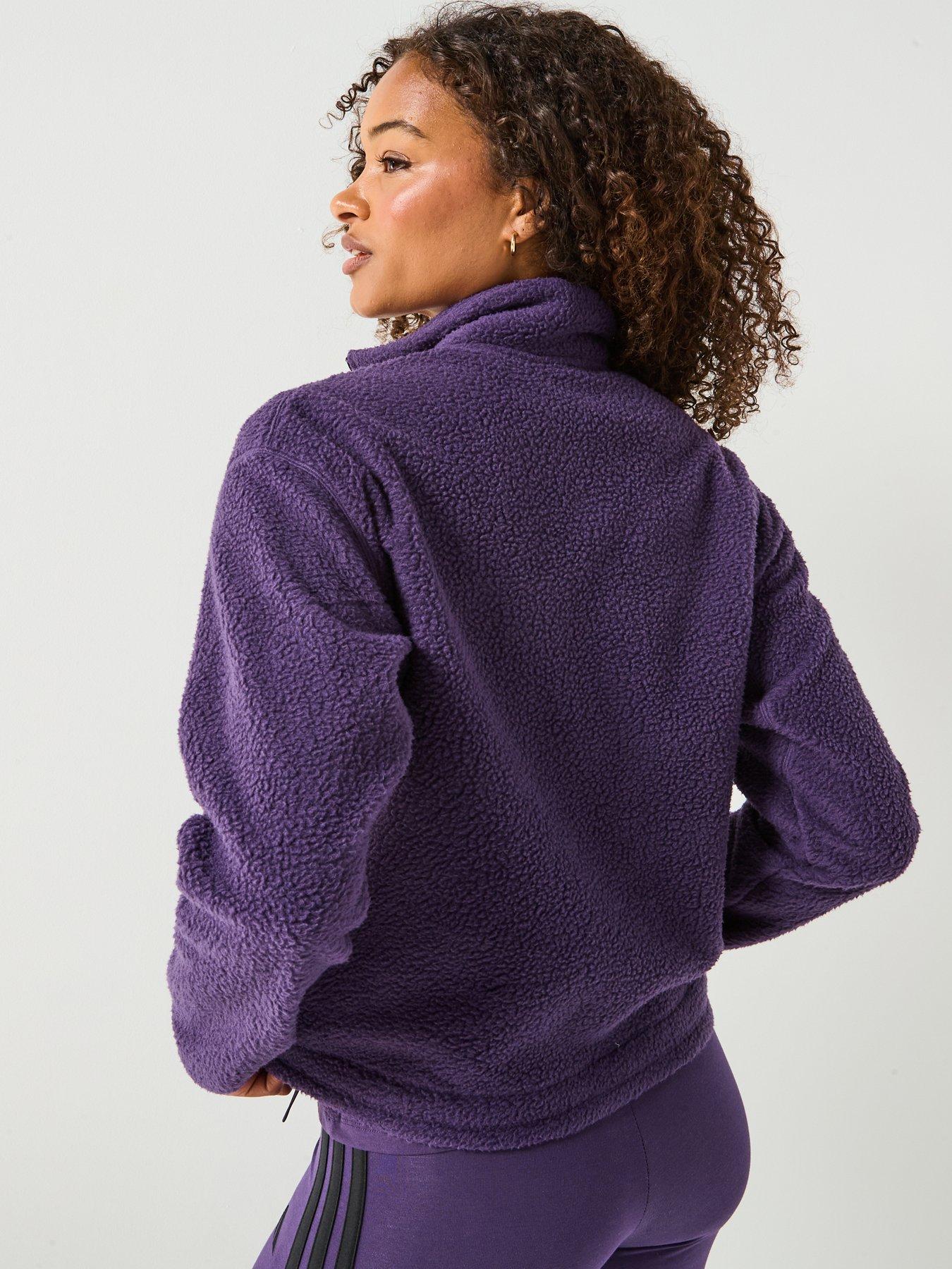  image of adidas-sportswear-womens-city-tech-high-pile-fleece-half-zip-purple