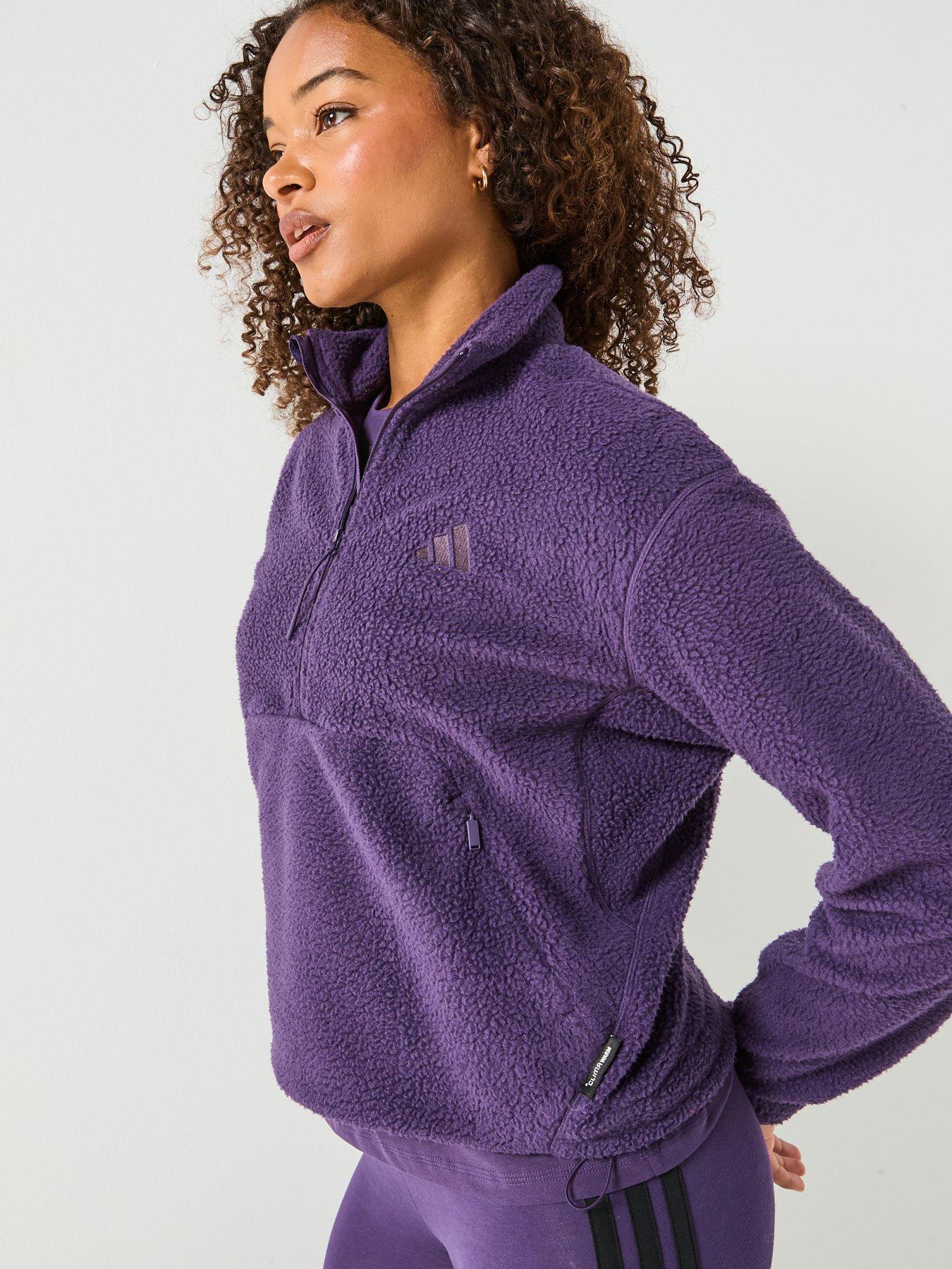  image of adidas-sportswear-womens-city-tech-high-pile-fleece-half-zip-purple