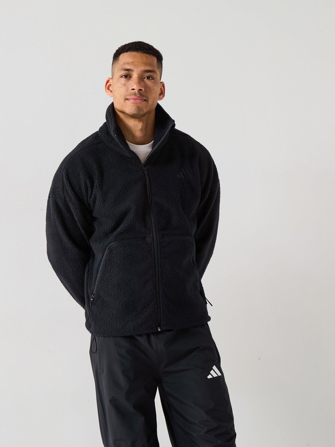  image of adidas-sportswear-mens-city-tech-high-pile-fleece-full-zip-black