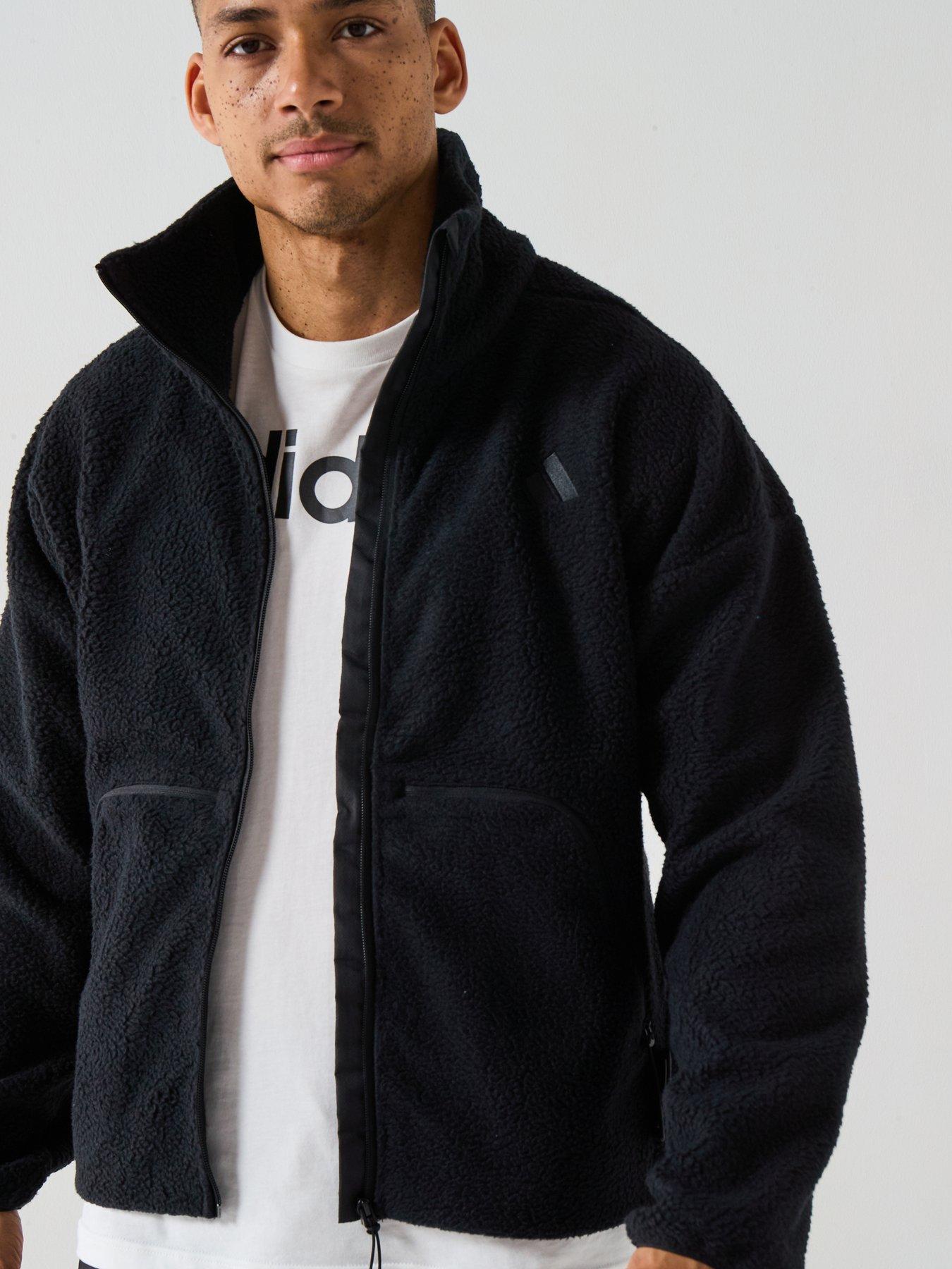  image of adidas-sportswear-mens-city-tech-high-pile-fleece-full-zip-black