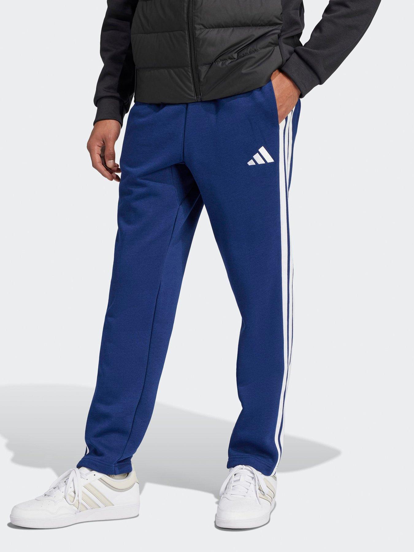 Image 1 of 4 of adidas Sportswear Men's Essentials 3-stripes Open Hem Fleece Joggers - Blue