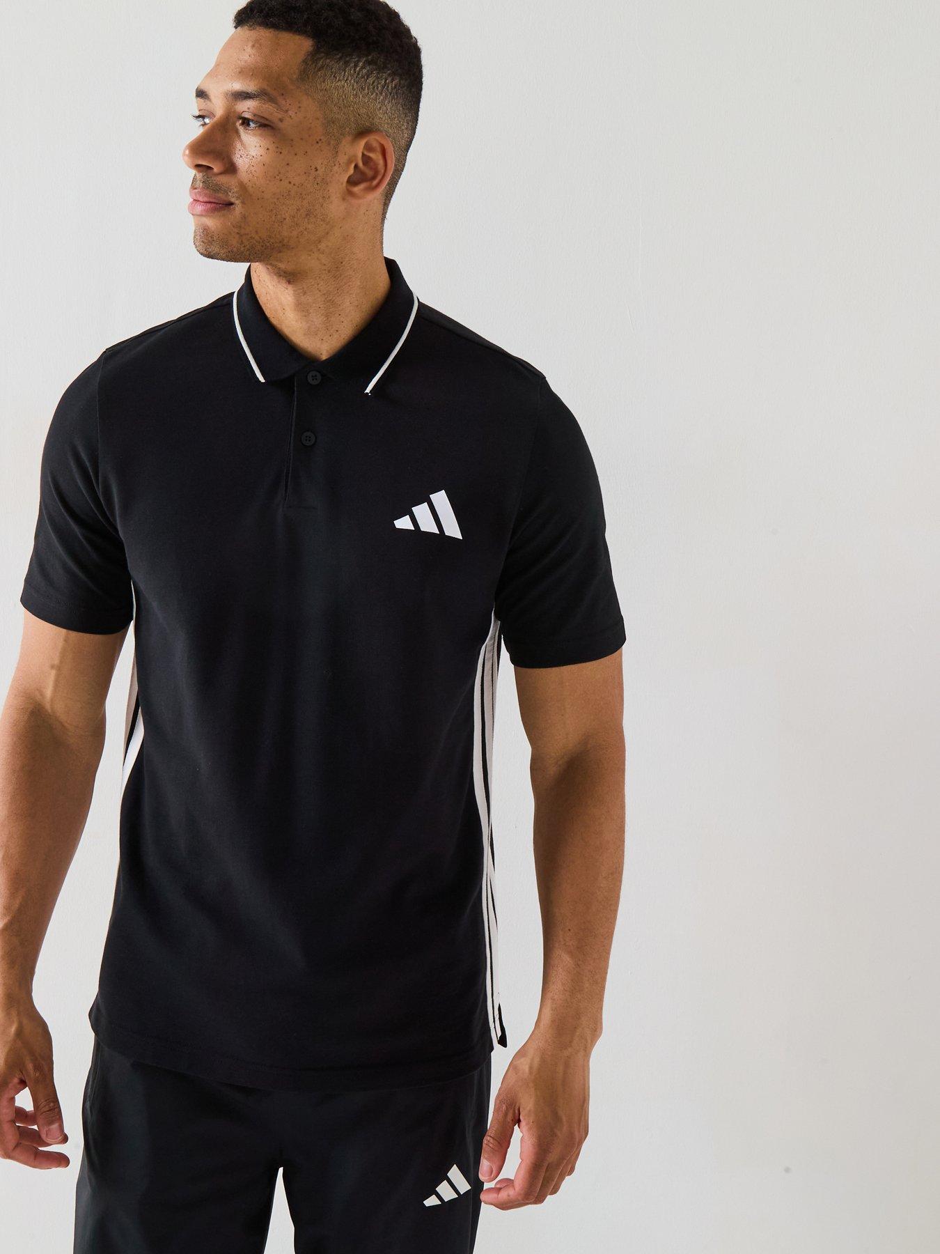undefined Men's Essentials 3-stripes Piqué Polo Shirt - Black