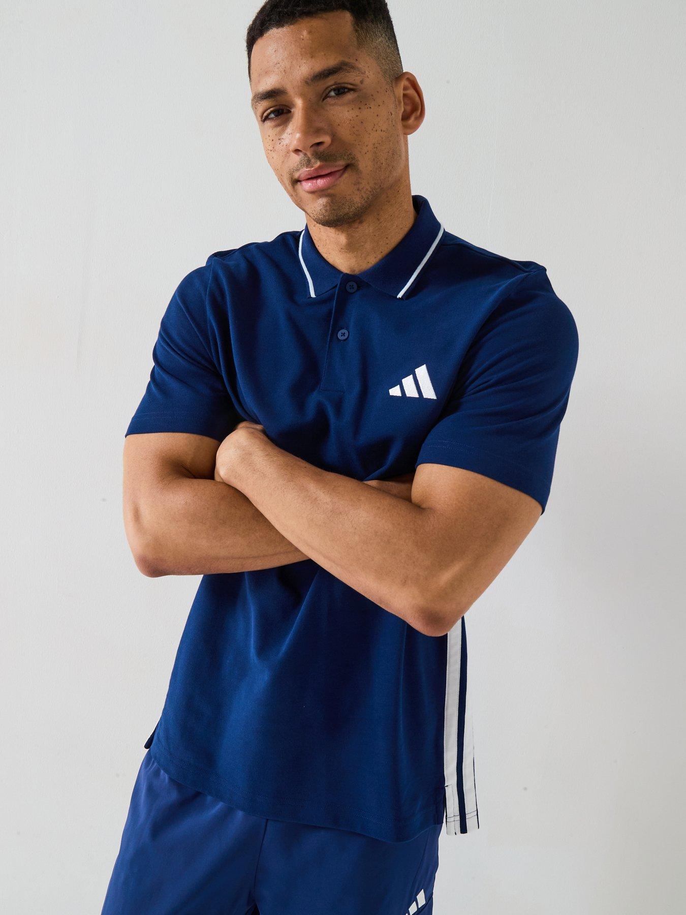  image of adidas-sportswear-mens-essentials-3-stripes-piqueacutenbsppolo-shirt-blue