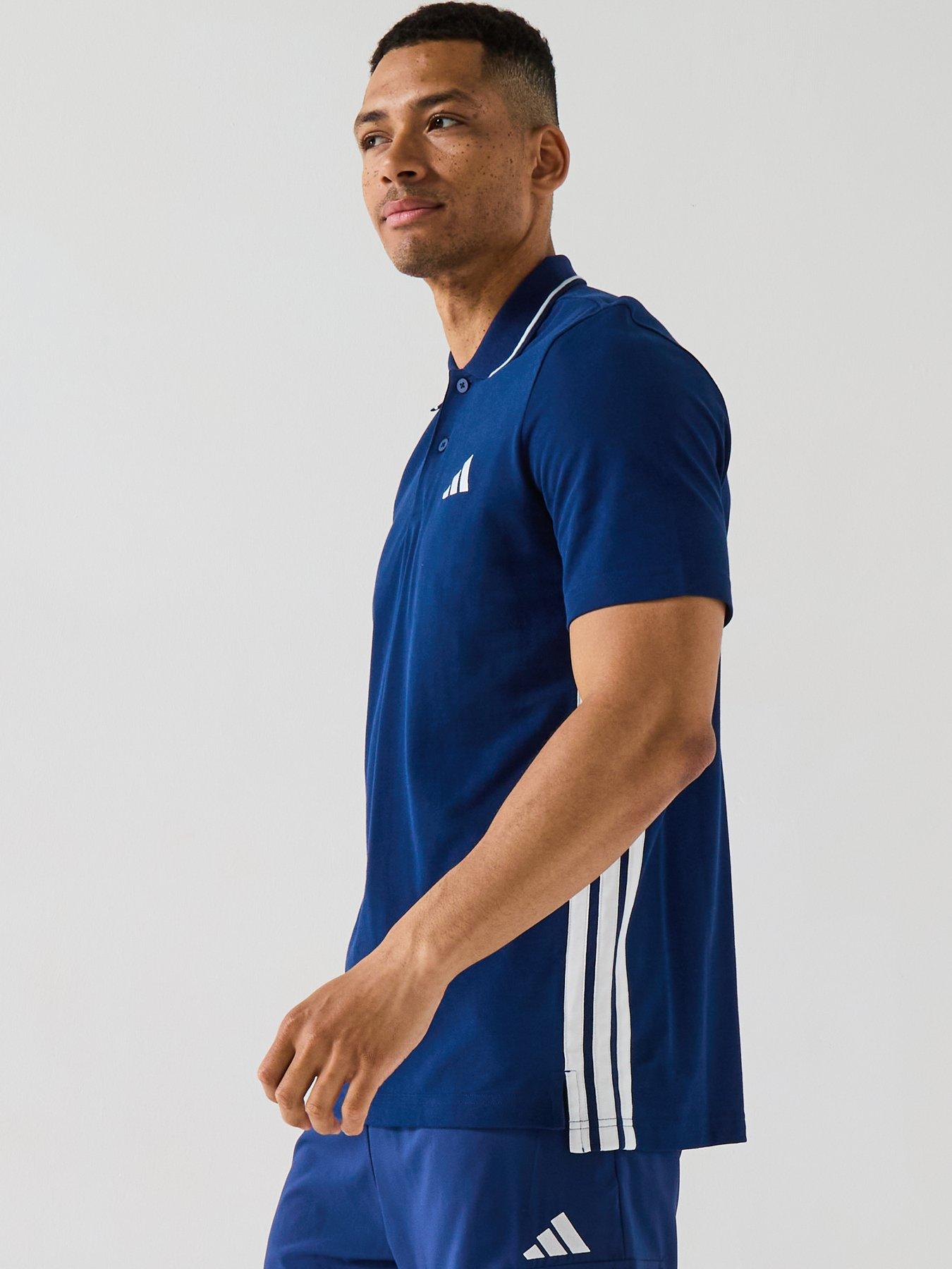  image of adidas-sportswear-mens-essentials-3-stripes-piqueacutenbsppolo-shirt-blue