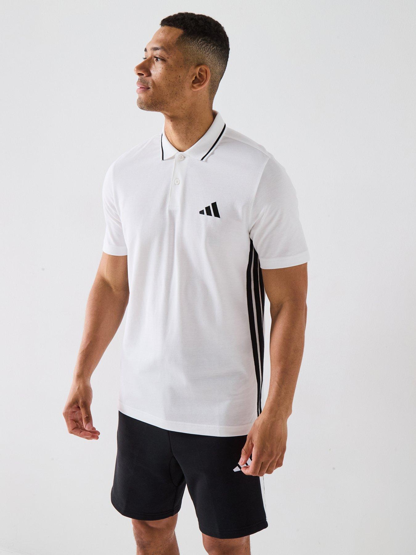 undefined Men's Essentials 3-stripes Piqué Polo Shirt - White