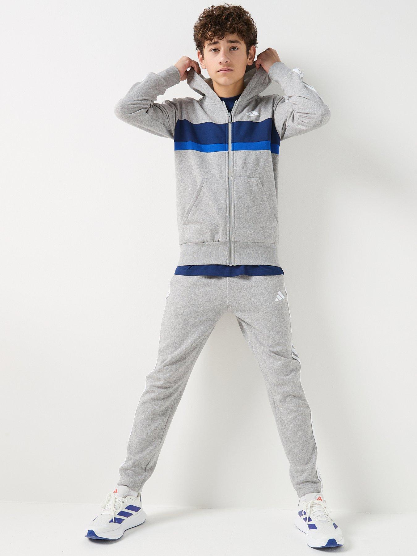 adidas-sportswear-junior-boys-seasonal-essentials-tiberio-3-stripes-fleece-tracksuit--grey