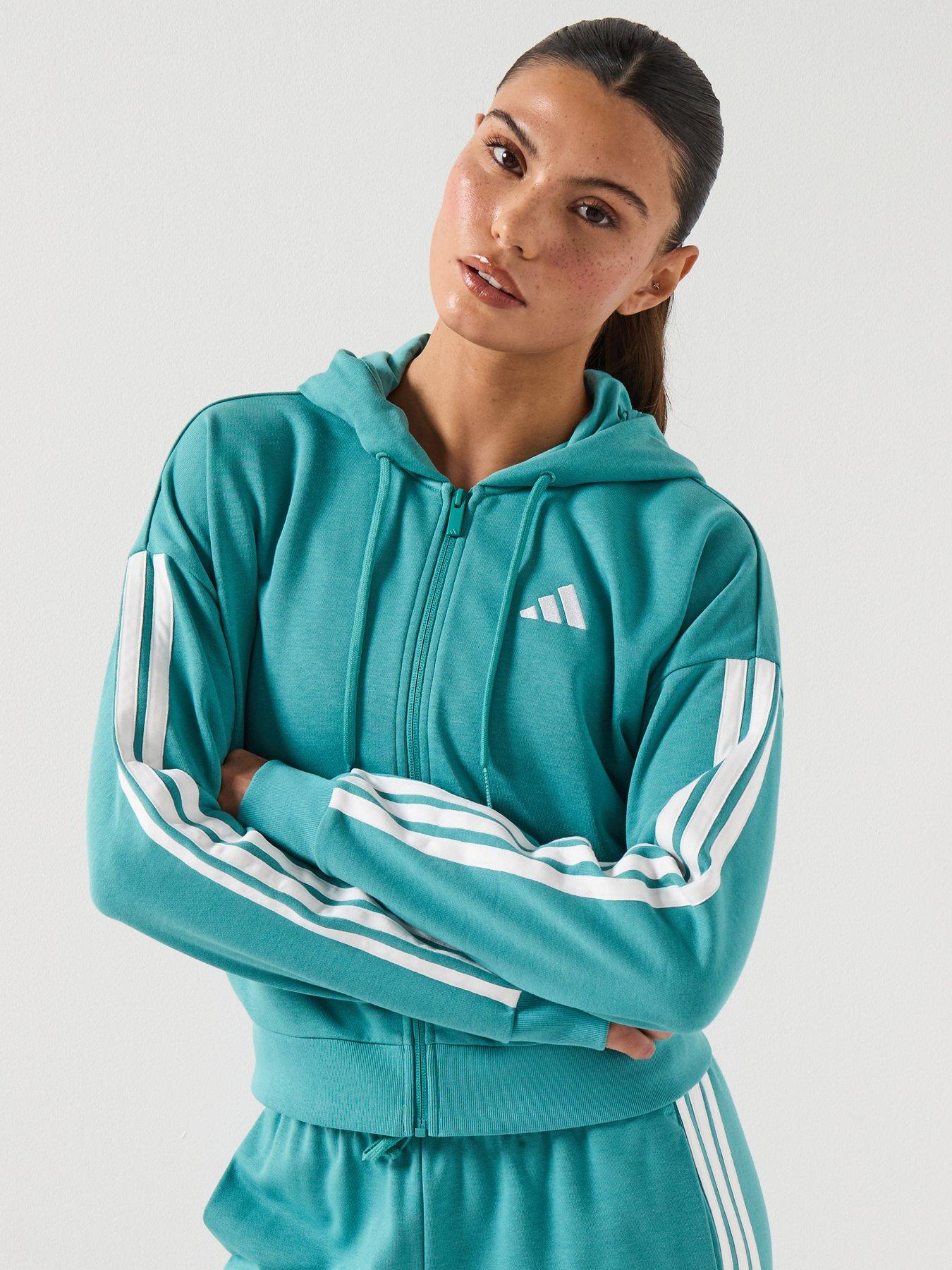 adidas-sportswear-womens-essentials-3-stripes-french-terry-full-zip-hoodie-turquoise