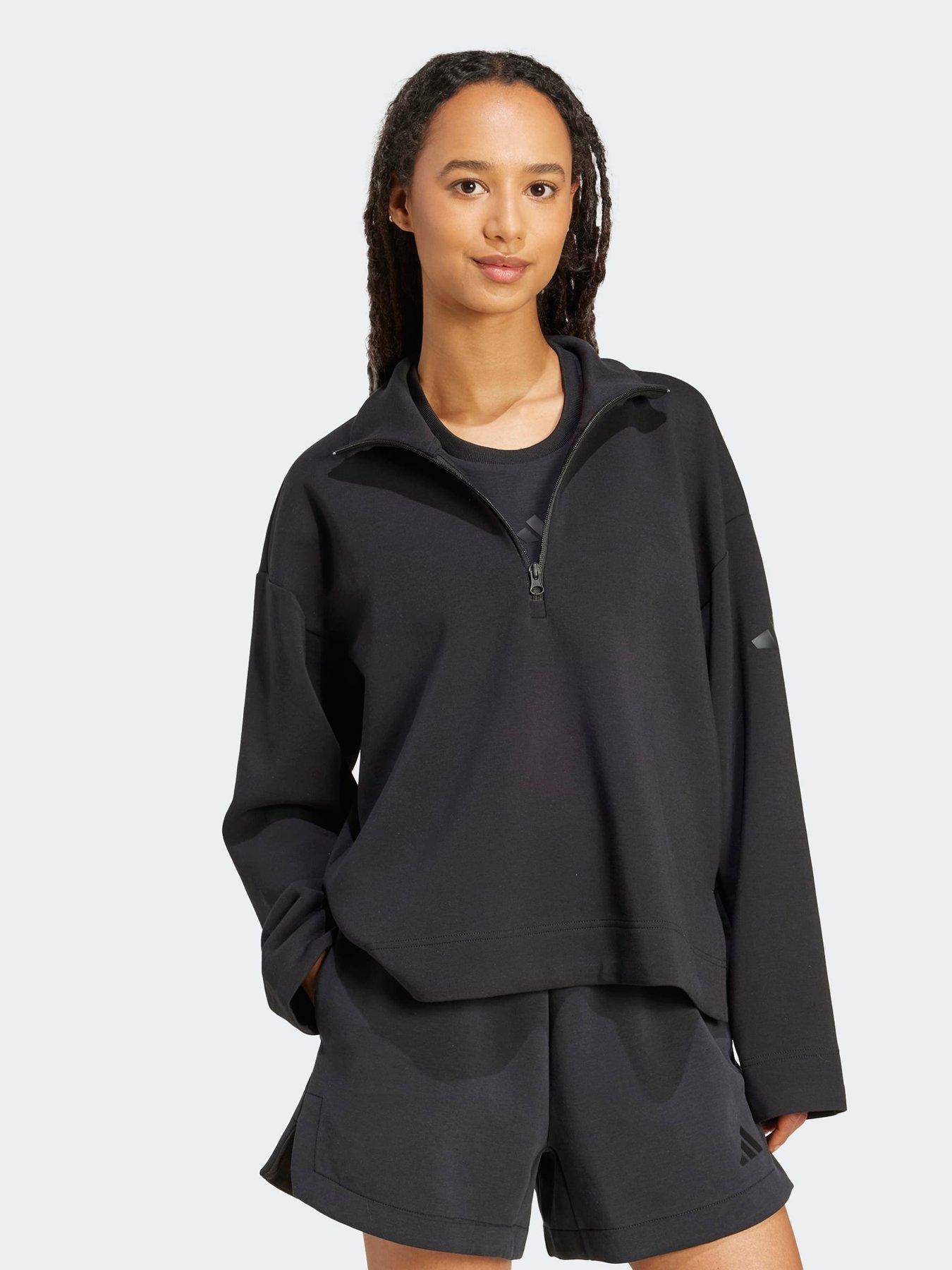  image of adidas-sportswear-womens-all-szn-soft-lux-quarter-zip-black