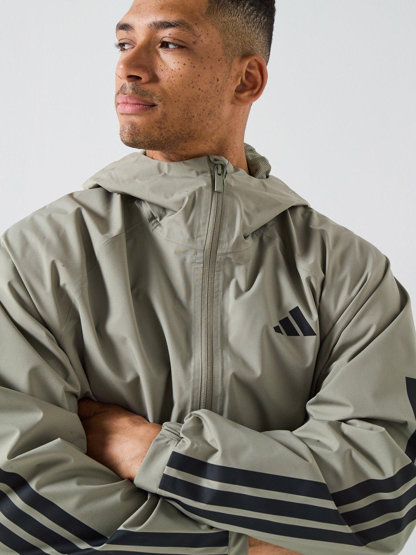 Image 4 of 6 of adidas Sportswear Men's Essentials Climaproof 3 Stripes Jacket - Green