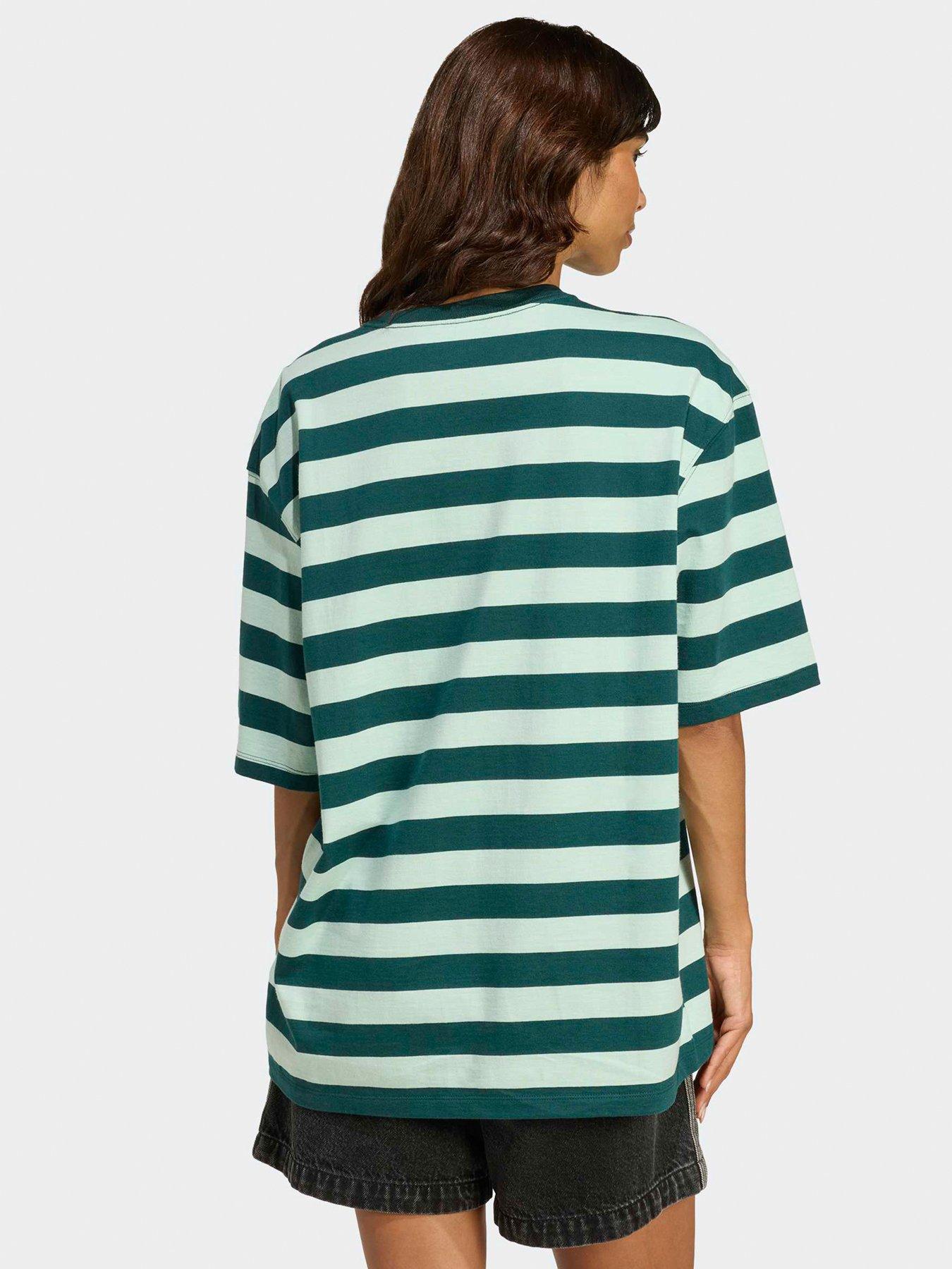 Image 2 of 5 of adidas Originals Womens Striped Short Sleeve Tee - Green