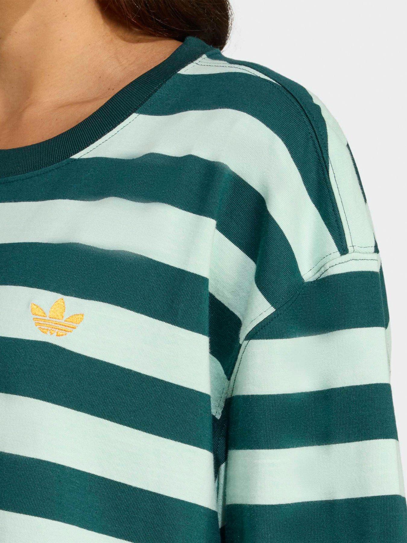 Image 5 of 5 of adidas Originals Womens Striped Short Sleeve Tee - Green