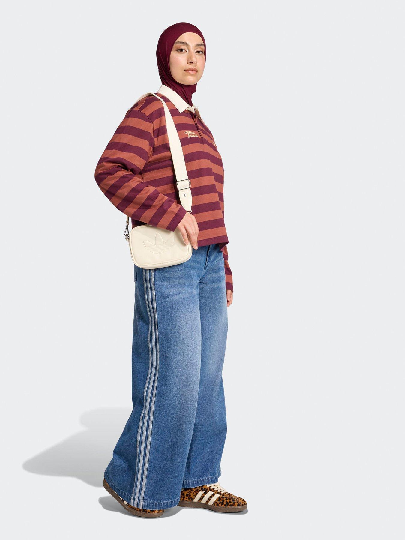 Image 3 of 4 of adidas Originals Womens Long Sleeve Graphic Polo - Maroon