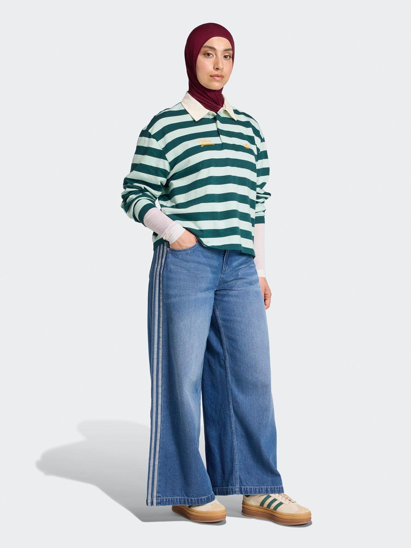 Image 3 of 5 of adidas Originals Womens Long Sleeve Graphic Polo - Green