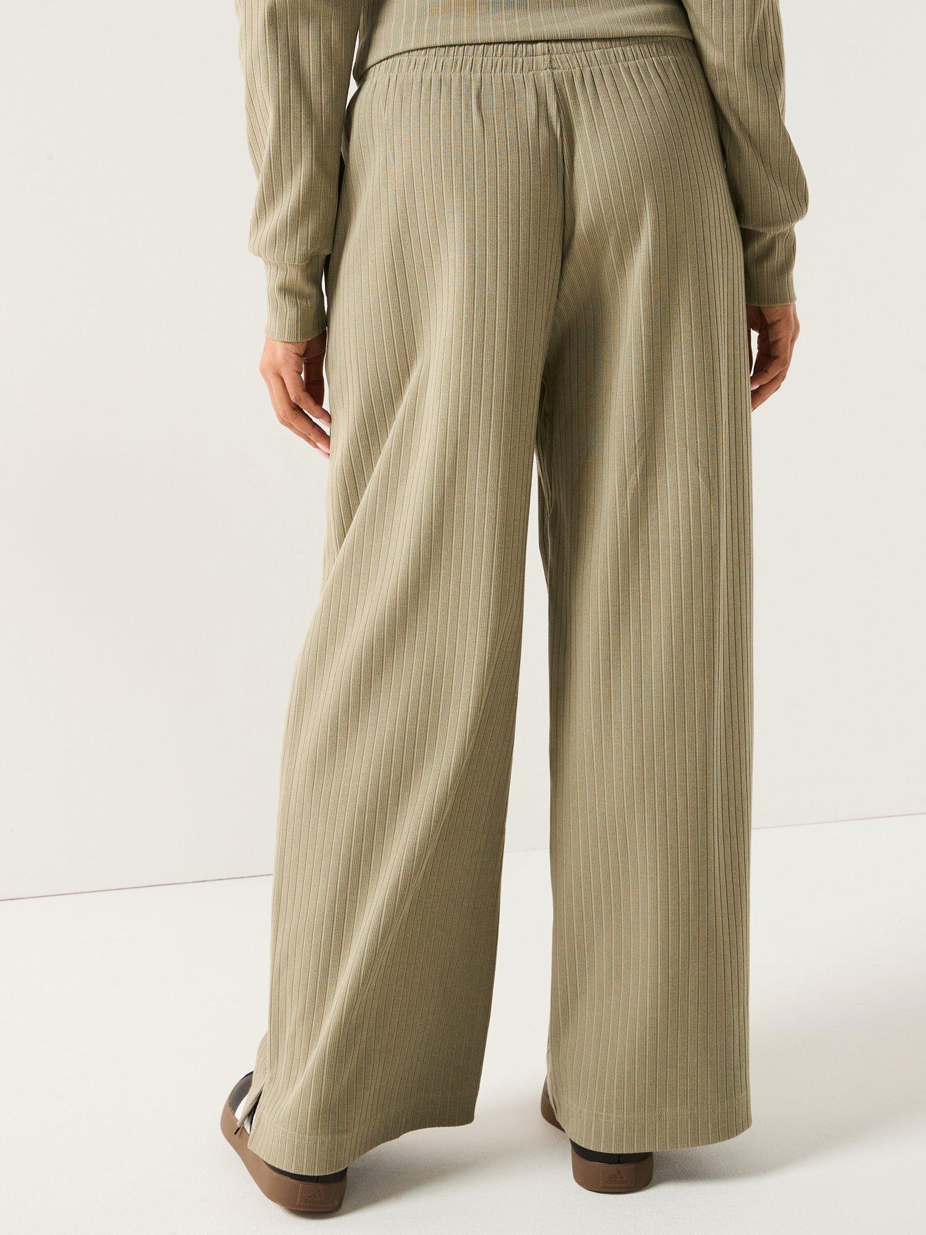 Image 2 of 6 of adidas Sportswear Womens Wide Leg Ribbed Pant - Green