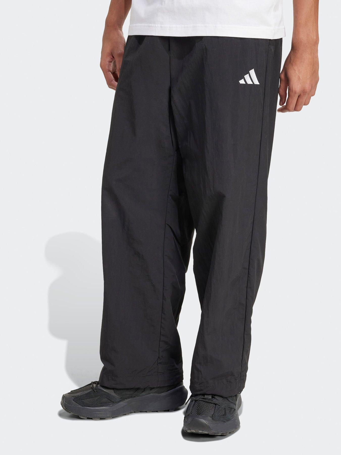  image of adidas-sportswear-mens-essential-small-logo-woven-open-hem-pant-black