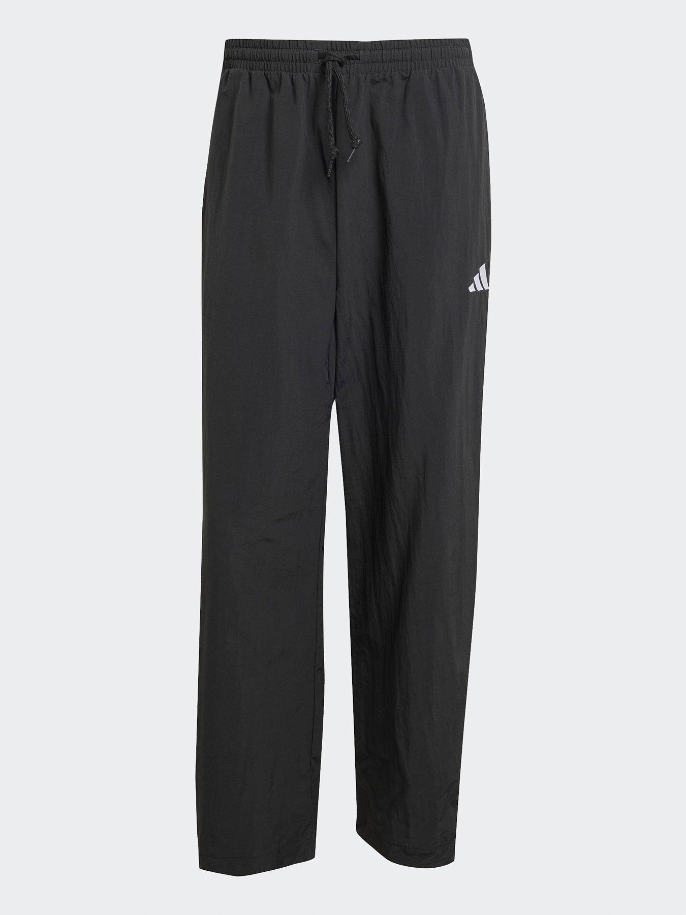  image of adidas-sportswear-mens-essential-small-logo-woven-open-hem-pant-black