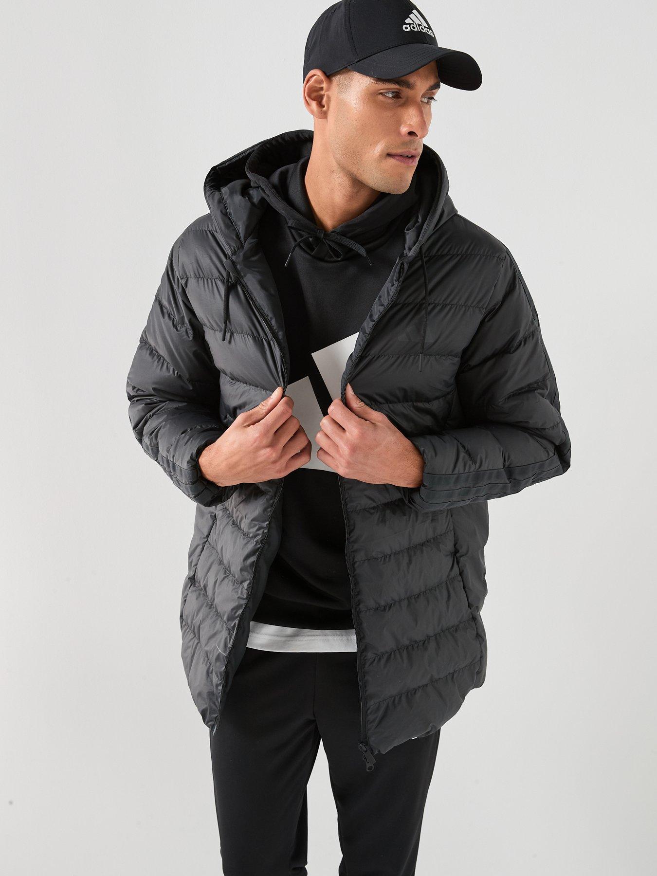 Image 1 of 6 of adidas Sportswear Men's Essentials Climawarm 3 Stripes Light Down Hooded Parkas - Black