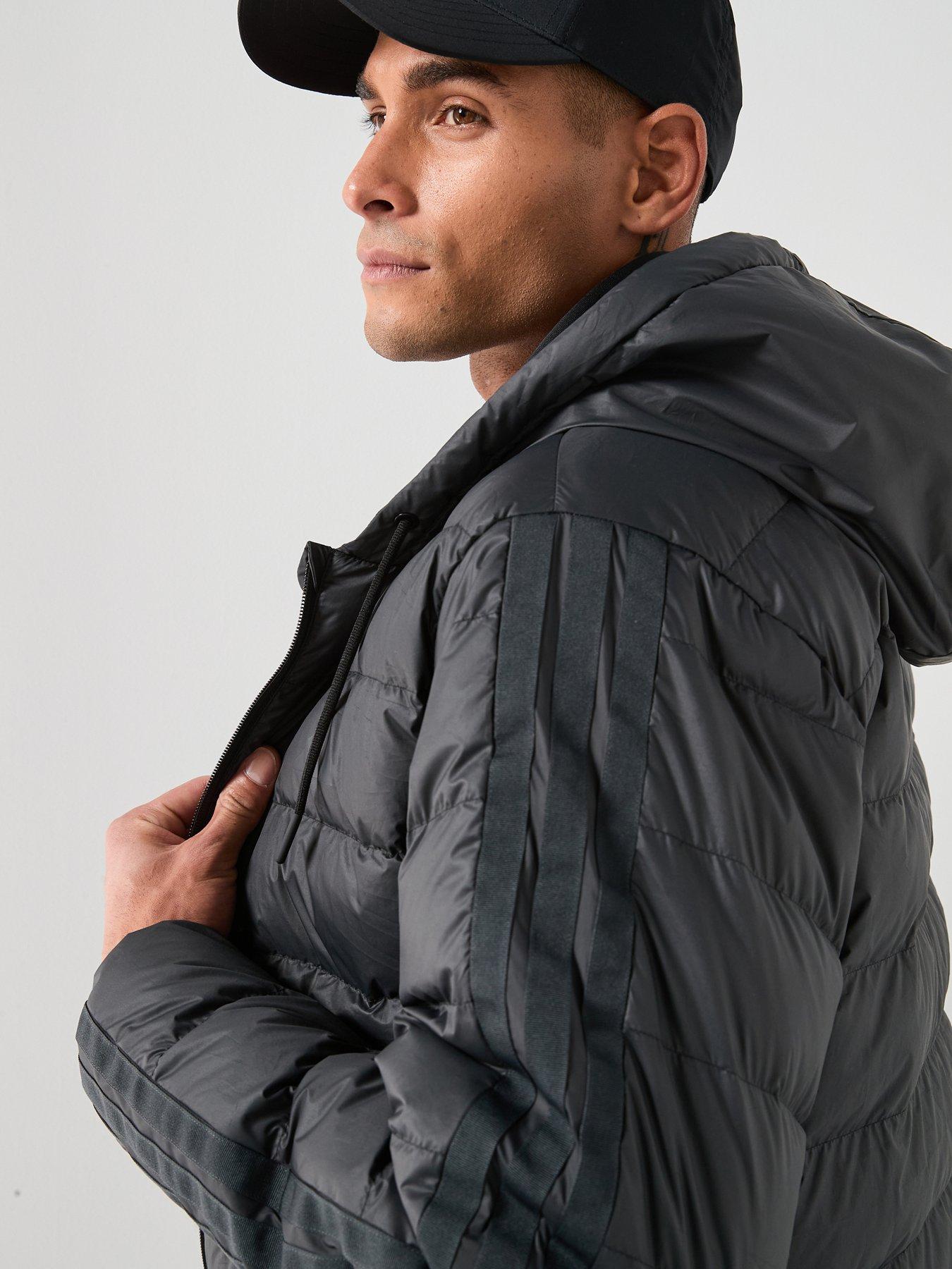 Image 4 of 6 of adidas Sportswear Men's Essentials Climawarm 3 Stripes Light Down Hooded Parkas - Black
