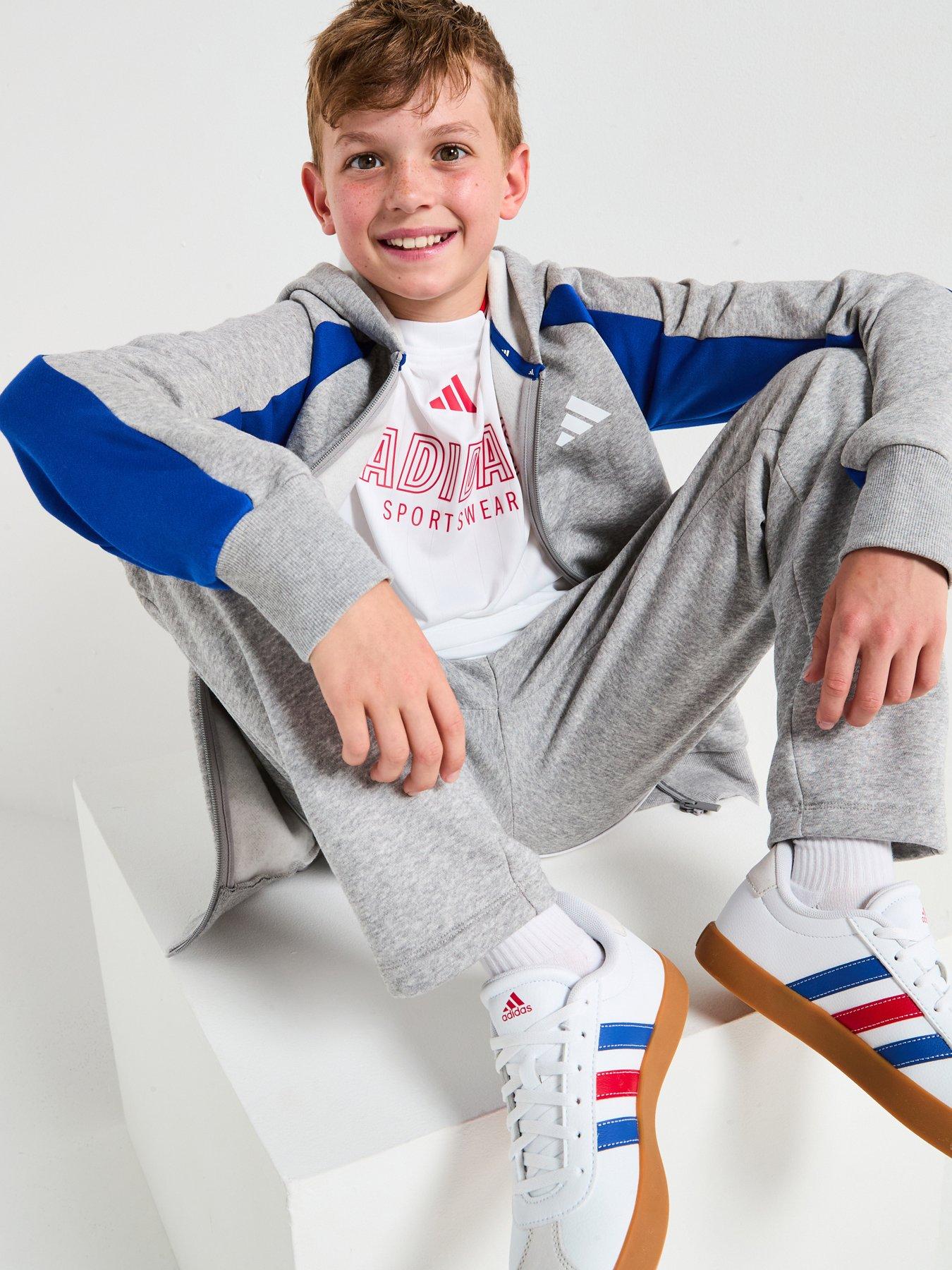 undefined Junior Boys Seasonal Essentials Colorblock Fleece Tracksuit -grey