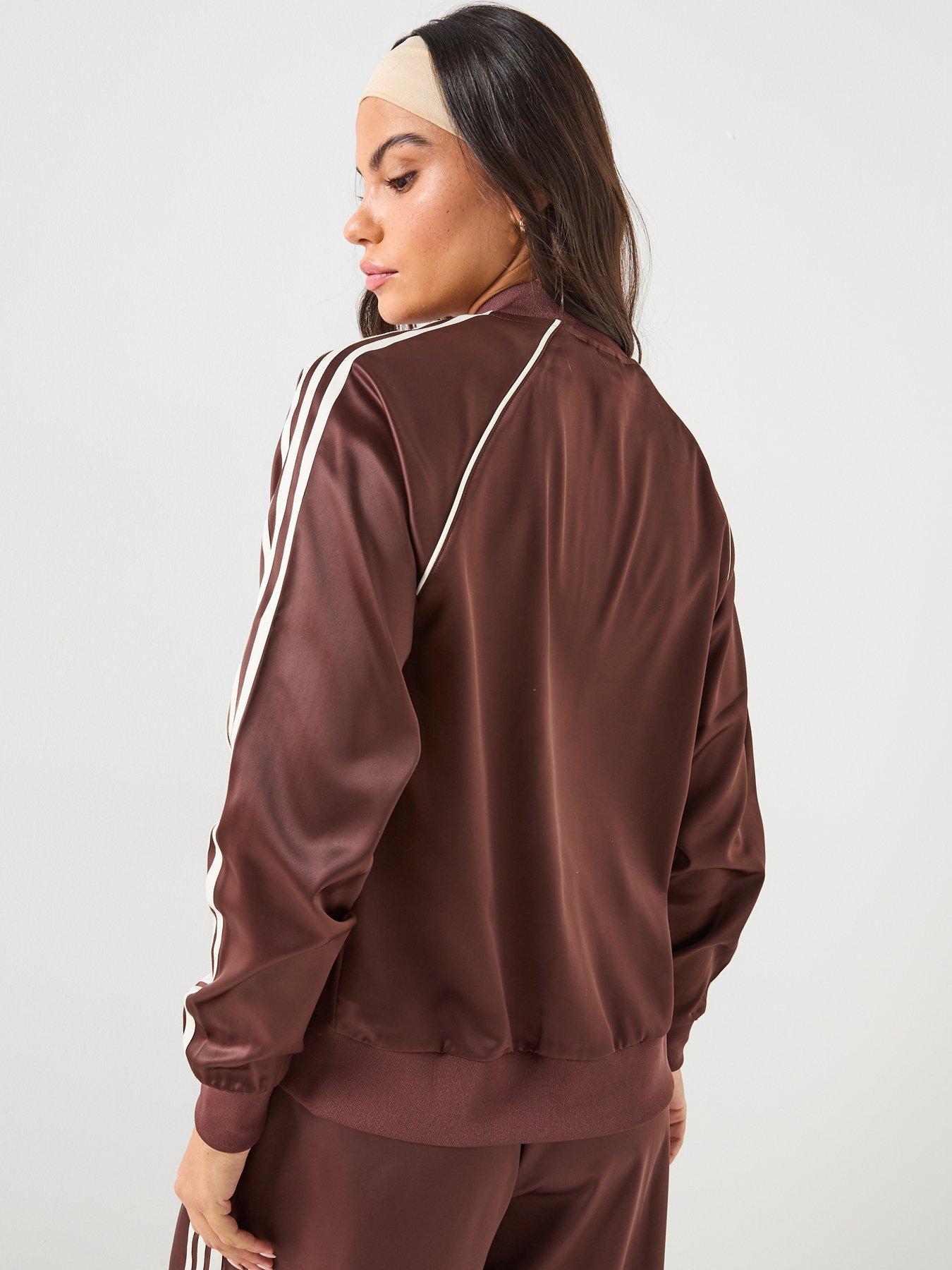 Image 2 of 6 of adidas Originals Womens Satin Track Top - Brown