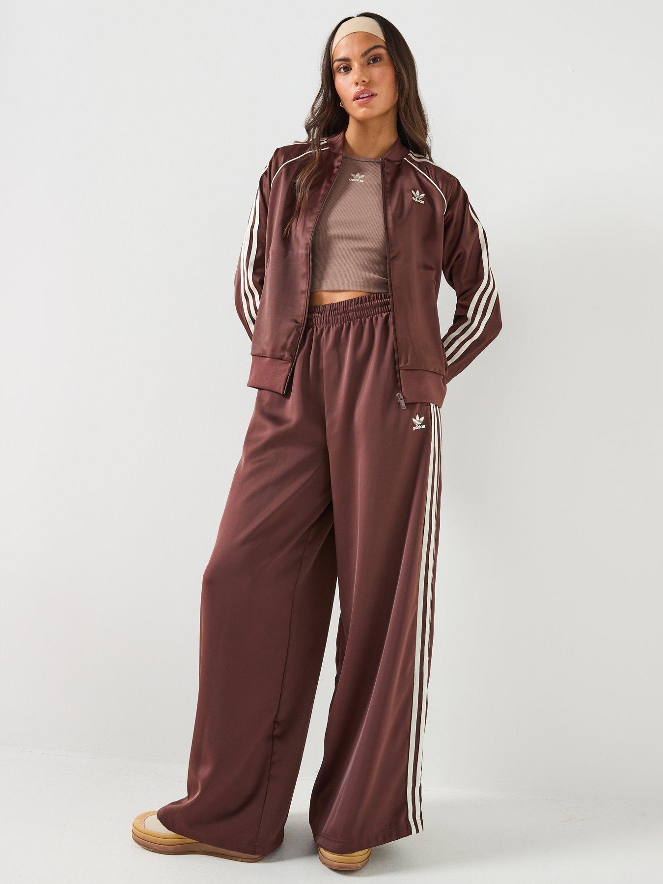 Image 3 of 6 of adidas Originals Womens Satin Track Top - Brown
