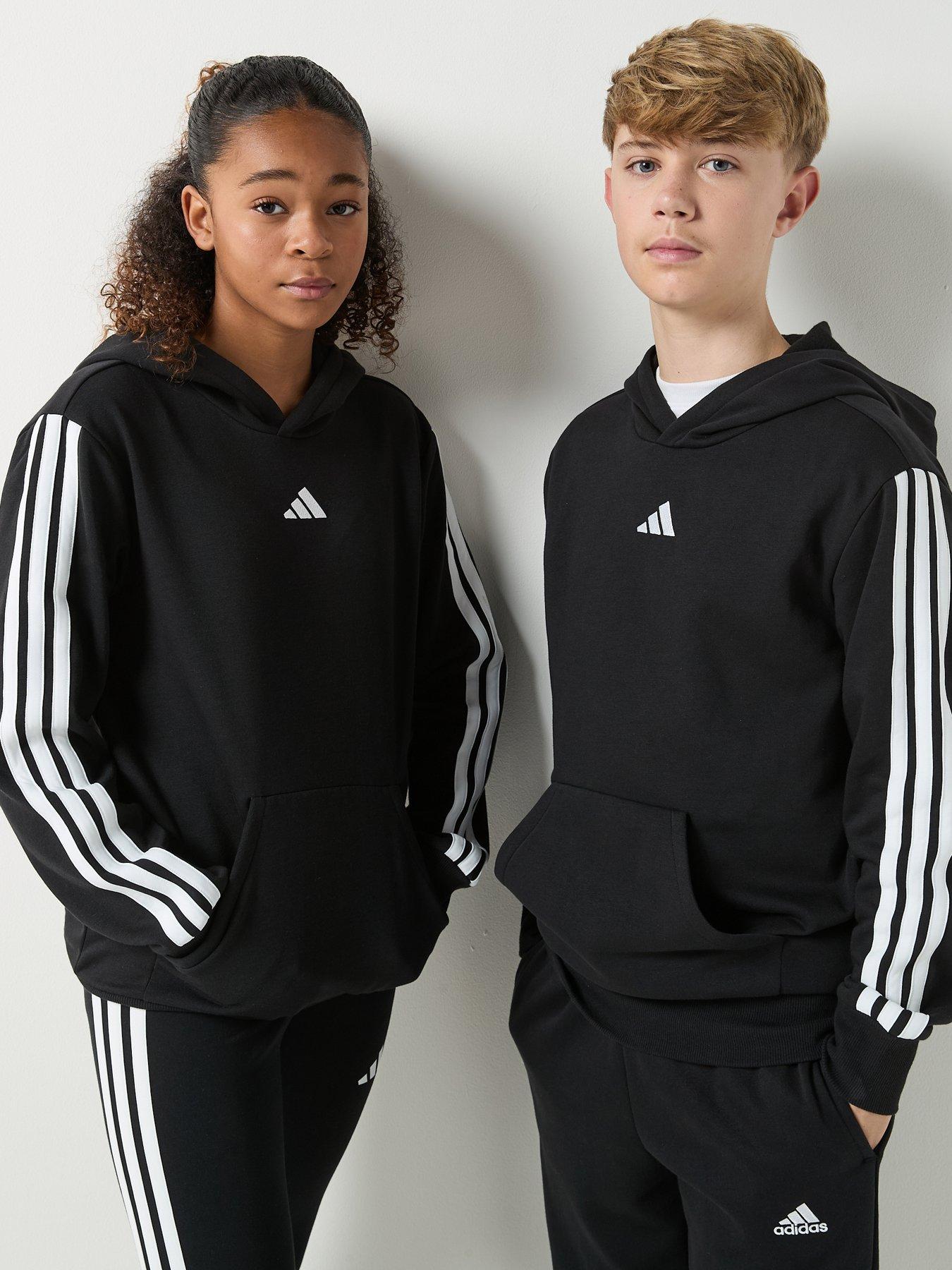adidas Sportswear Junior Unisex Essentials Three Stripe Hoodie- Black