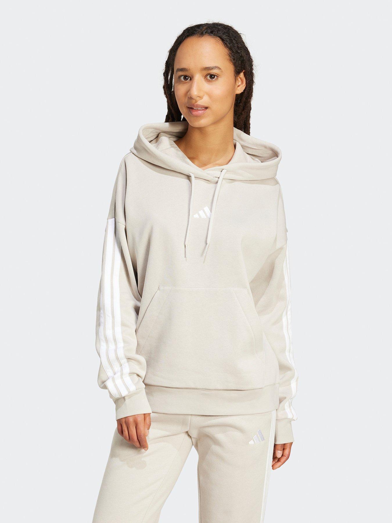 undefined Women's Essentials 3-Stripes Fleece Hoodie - Grey