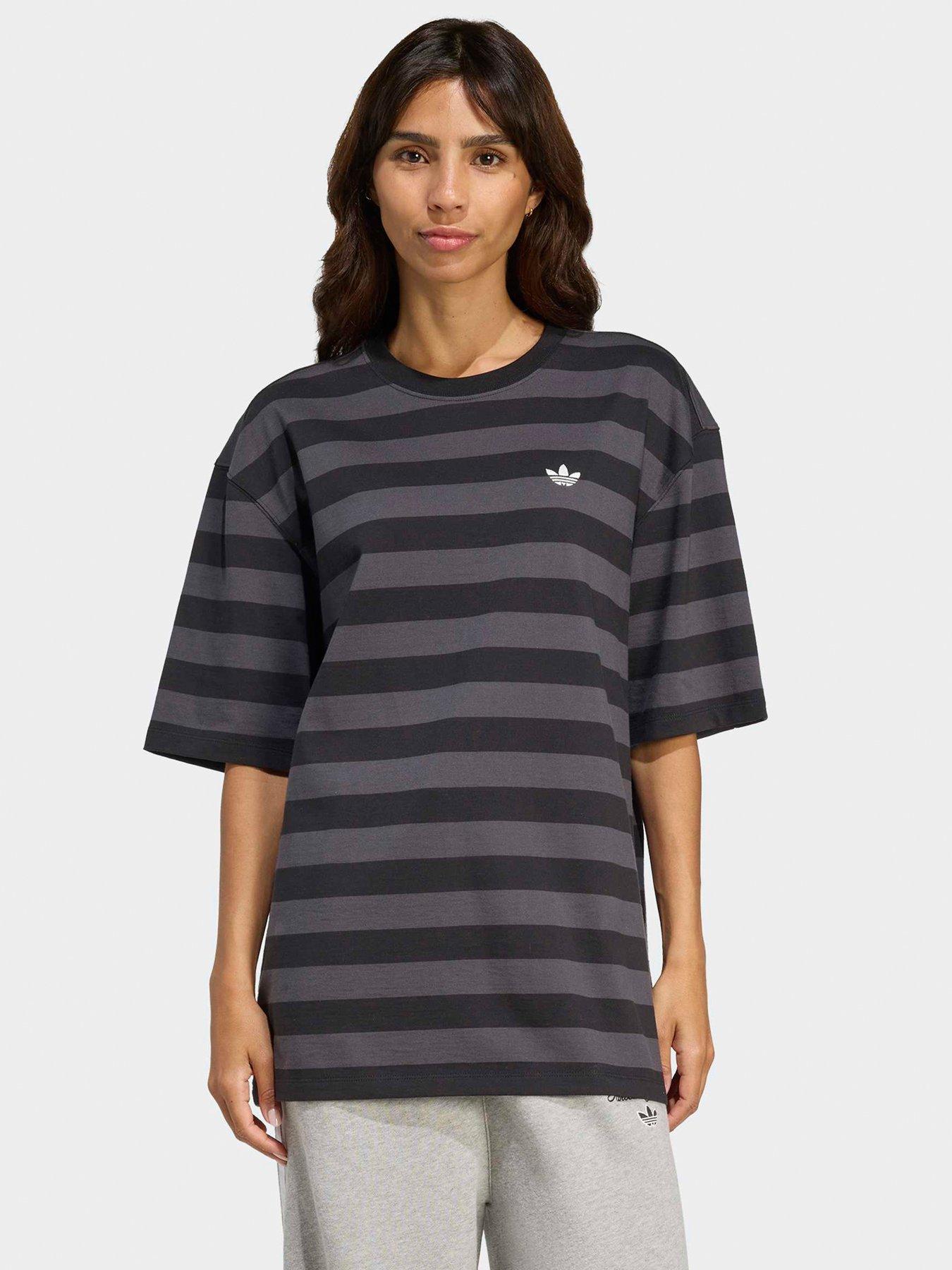 adidas Originals Womens Striped Short Sleeve T-Shirt - Black