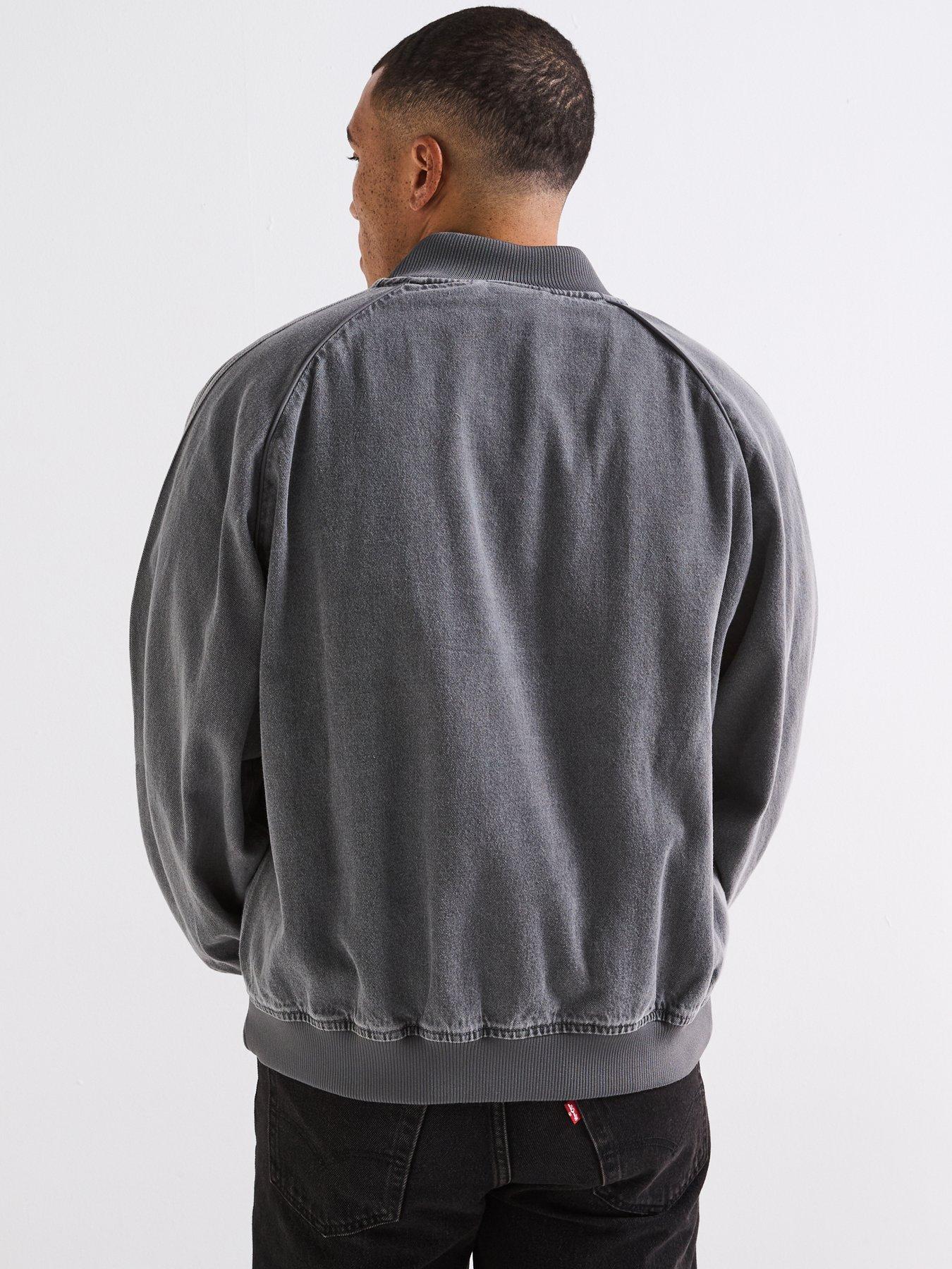  image of adidas-originals-mens-adicolor-loose-denim-wash-jacket-dark-grey