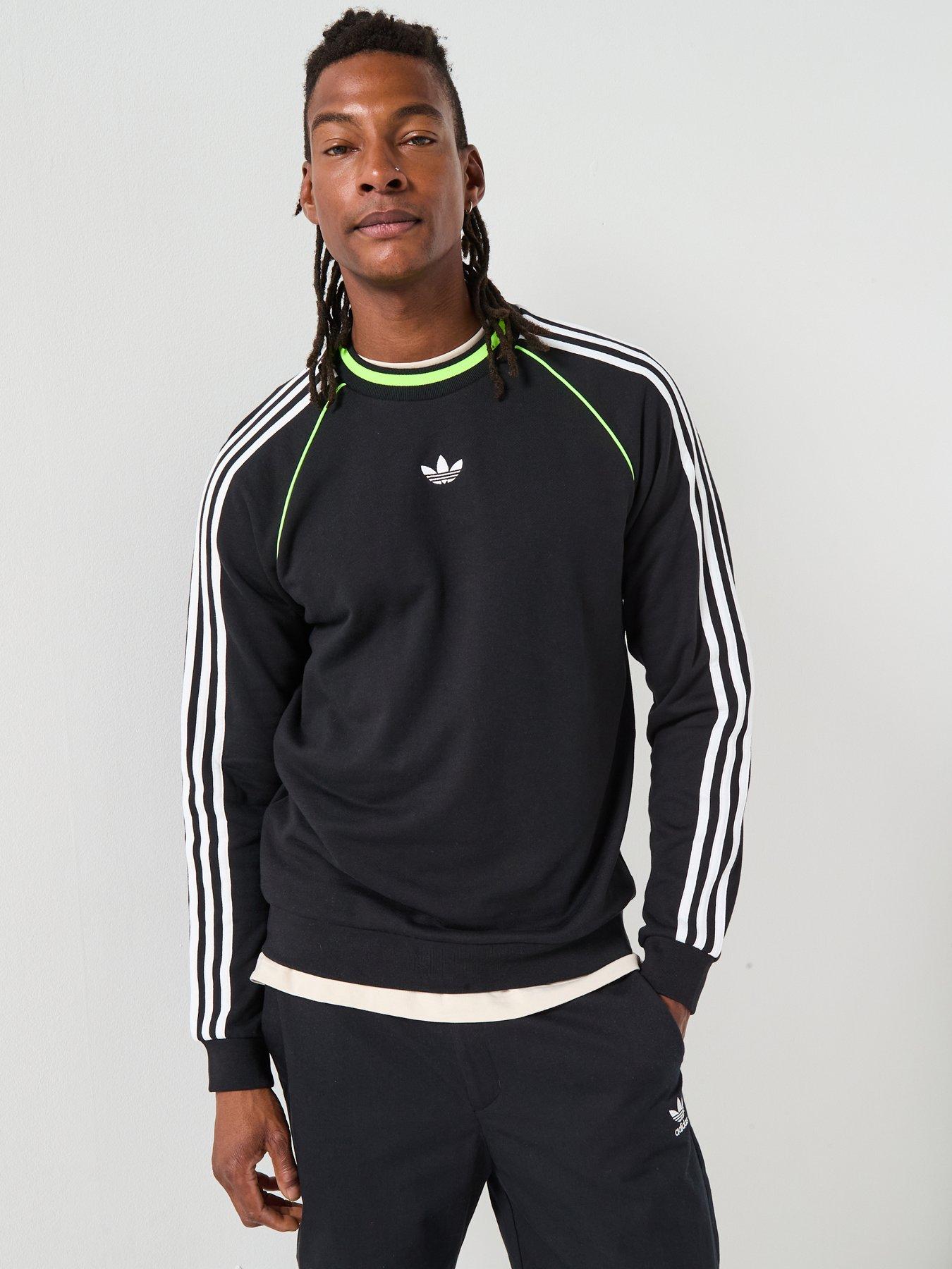  image of adidas-originals-mens-three-stripe-crew-black