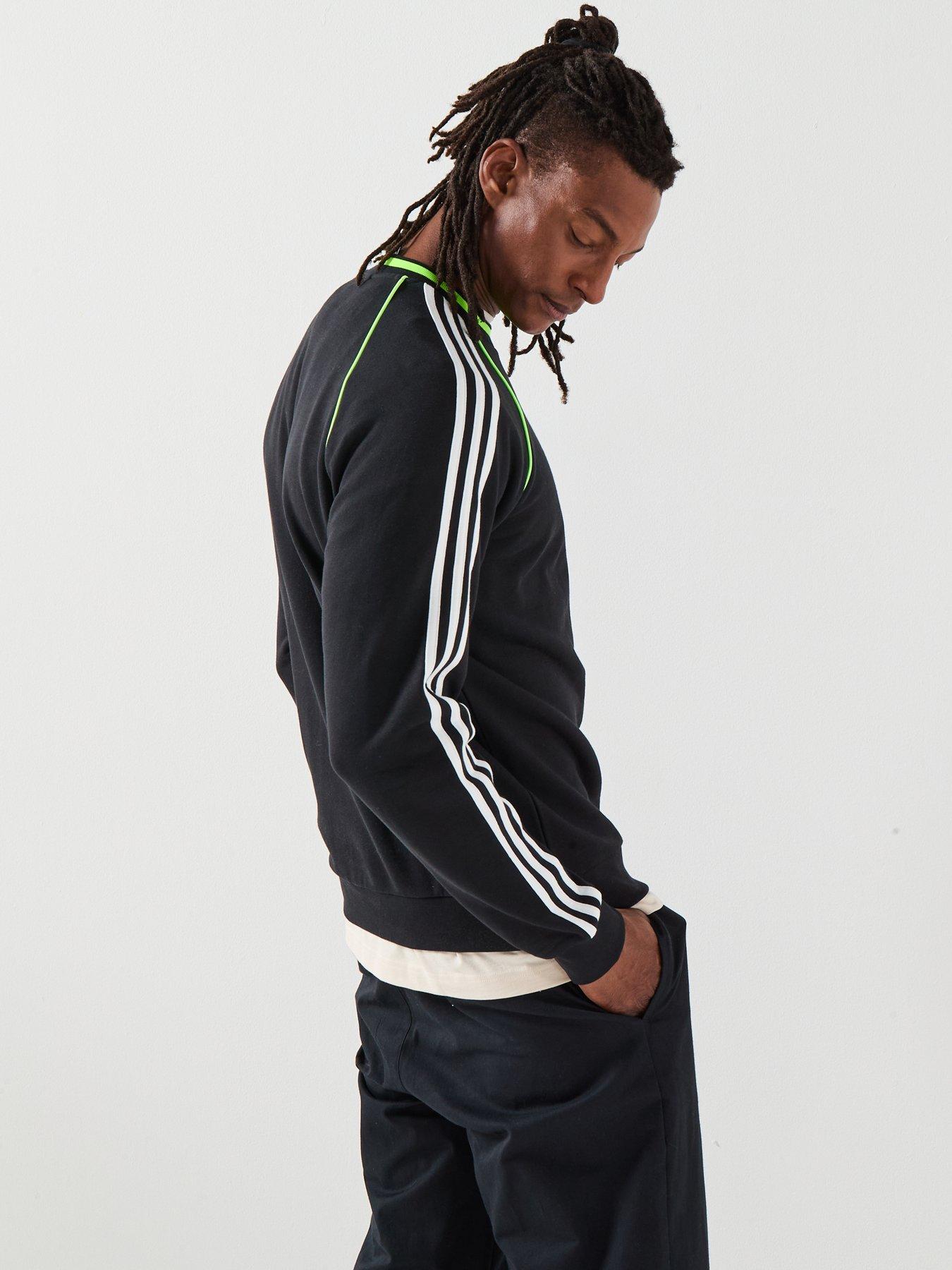  image of adidas-originals-mens-three-stripe-crew-black