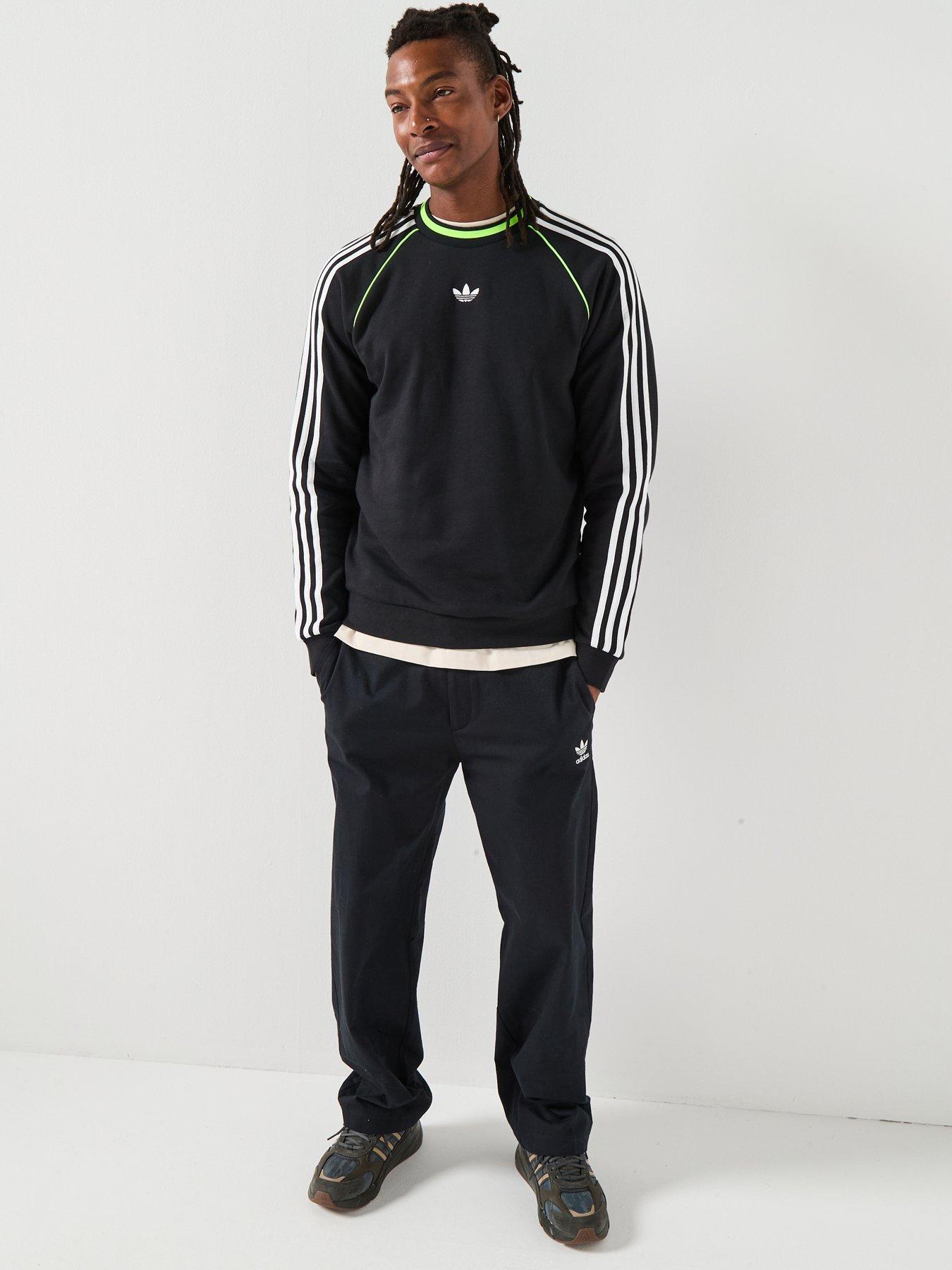  image of adidas-originals-mens-three-stripe-crew-black