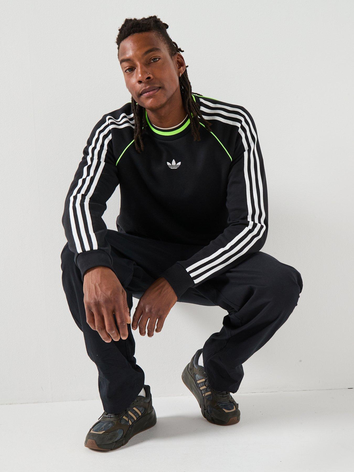  image of adidas-originals-mens-three-stripe-crew-black
