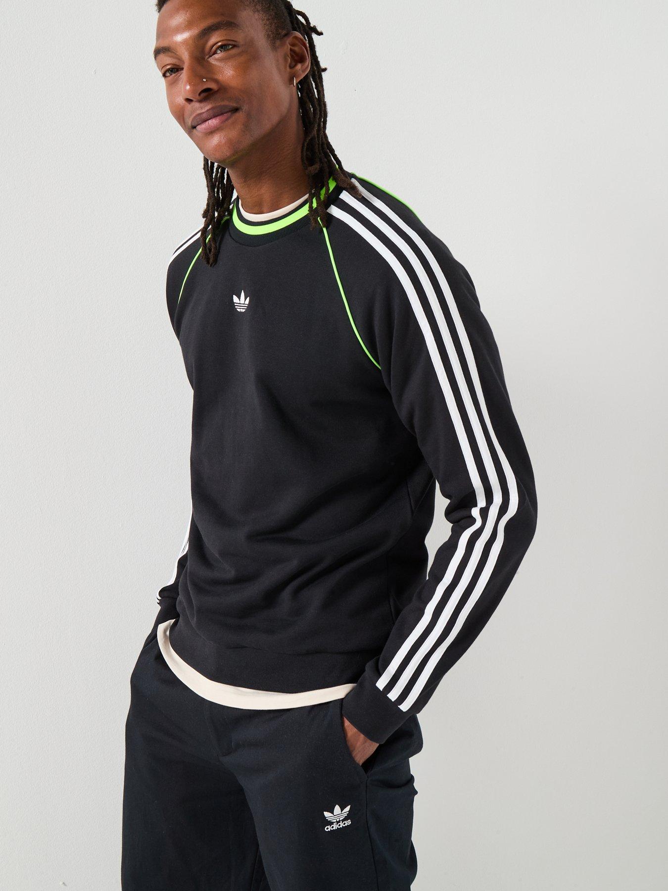  image of adidas-originals-mens-three-stripe-crew-black