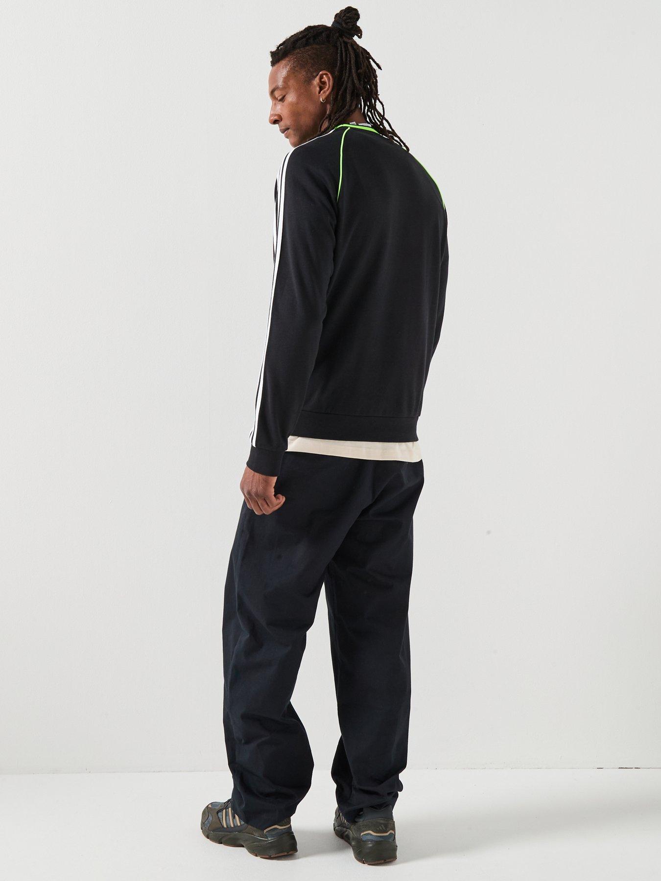  image of adidas-originals-mens-three-stripe-crew-black