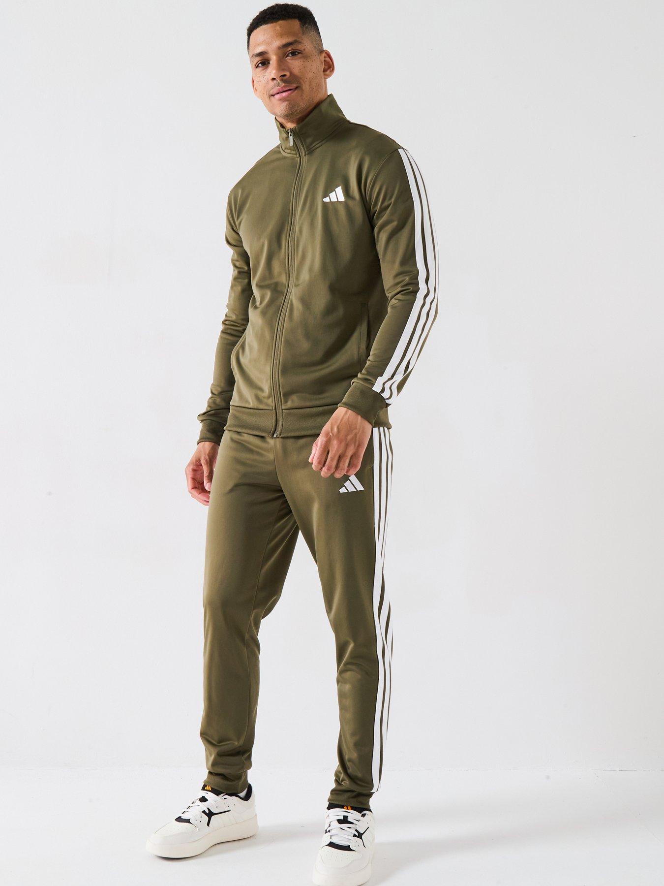 Image 1 of 6 of adidas Sportswear Men's Sportswear Basic 3-stripes Tricot Tracksuit - Green