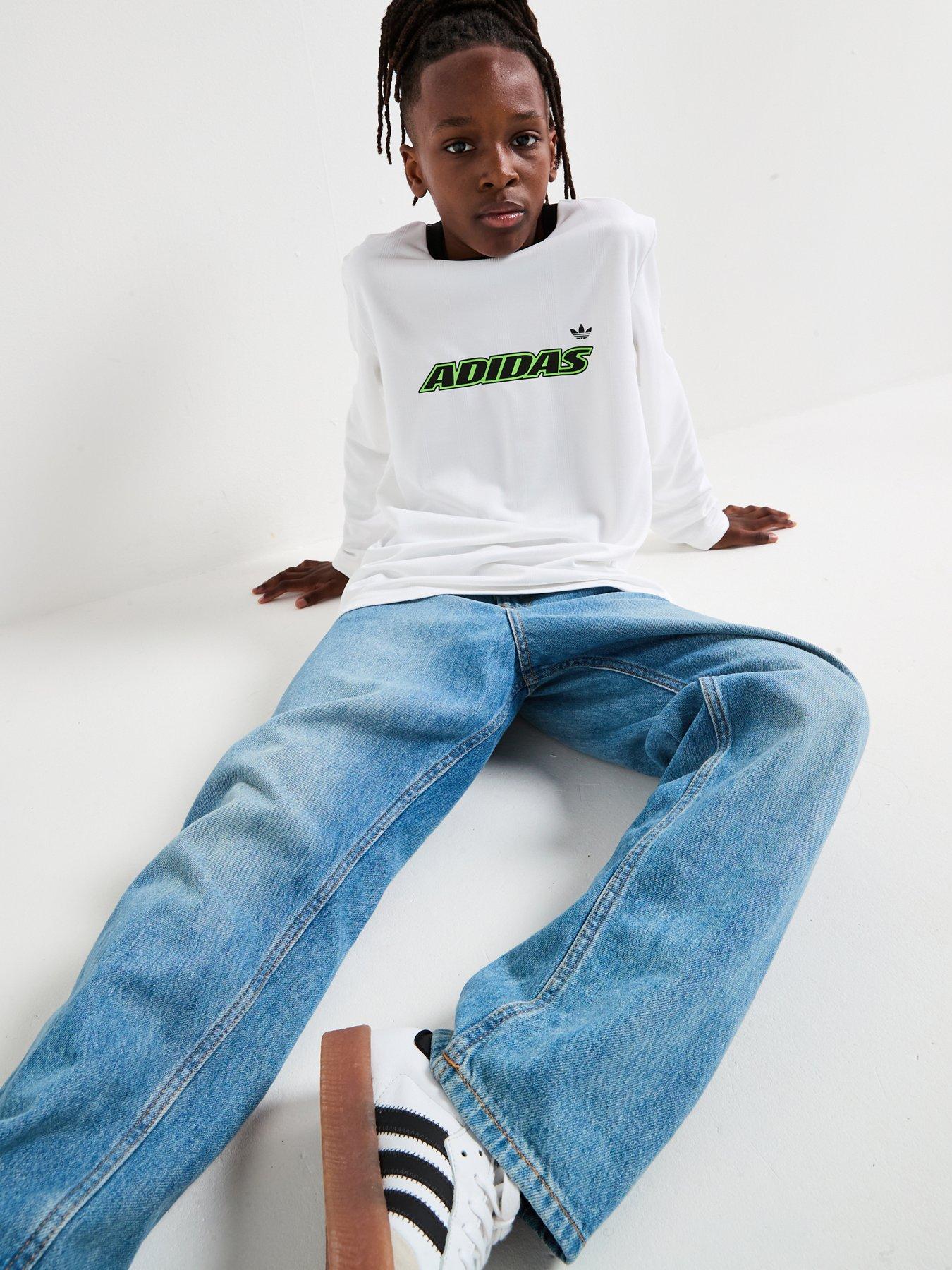 adidas Originals Junior Boys Adicolor Long Sleeve Graphic T-shirt - White