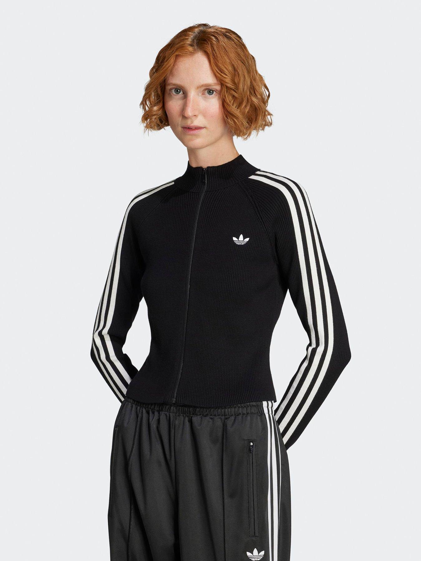 Image 1 of 5 of adidas Originals Women's Adicolor 3 Stripes Slim Knit Track Top - Black