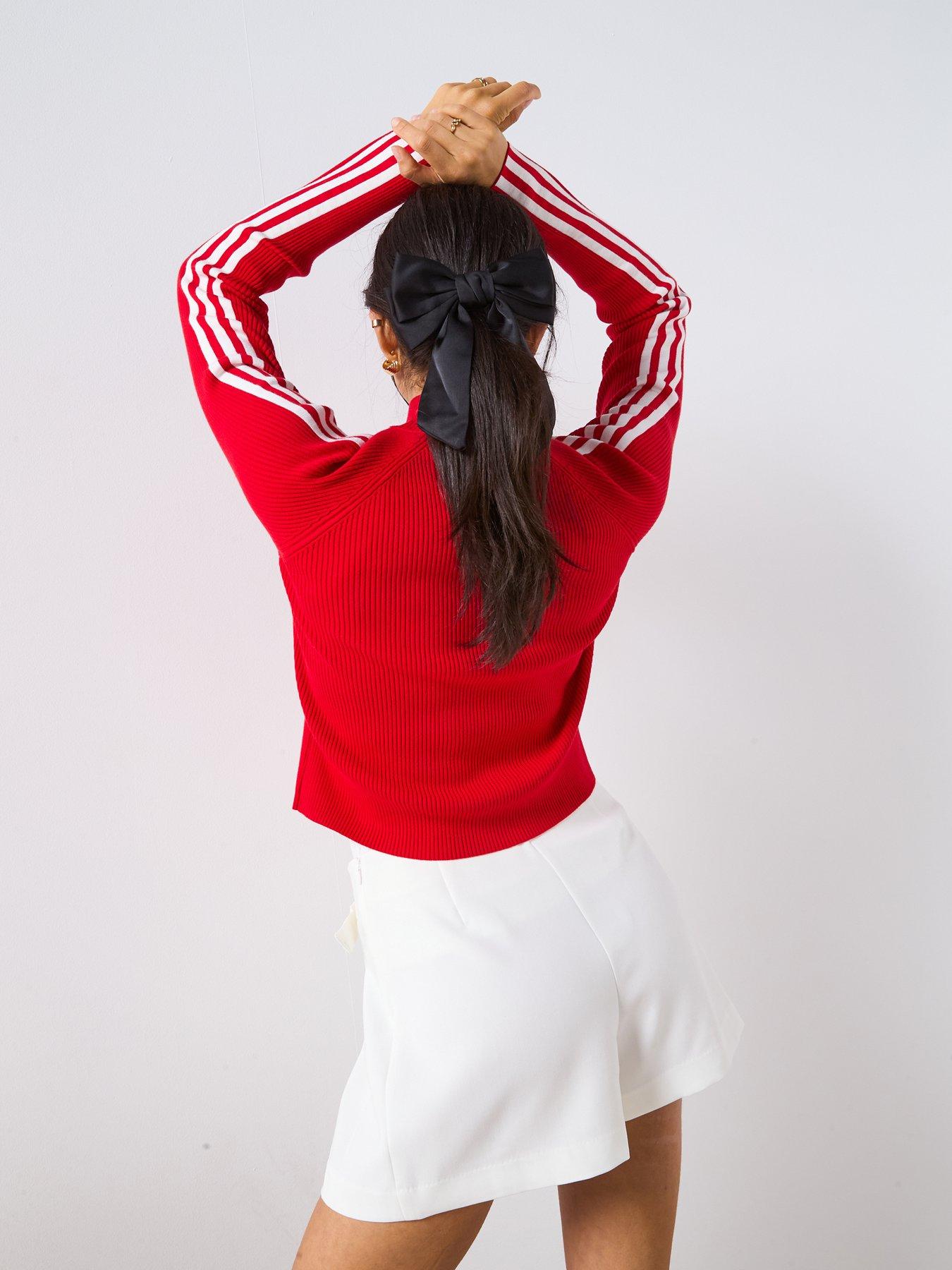 Image 2 of 4 of adidas Originals Women's Adicolor 3 Stripes Slim Knit Track Top - Red