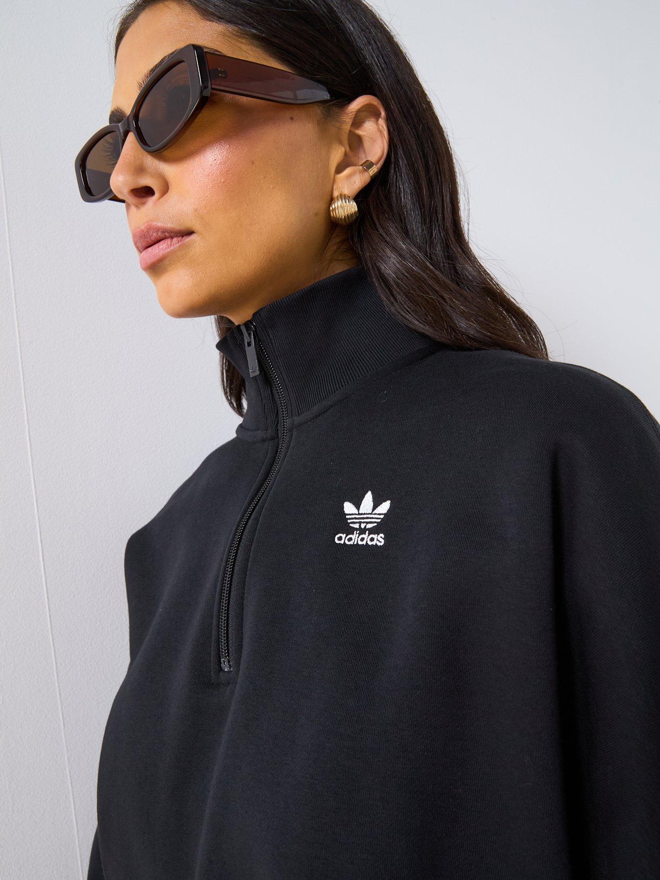 Image 5 of 5 of adidas Originals Women's Essentials 1/2 Zip Fleece Sweatshirt - Black