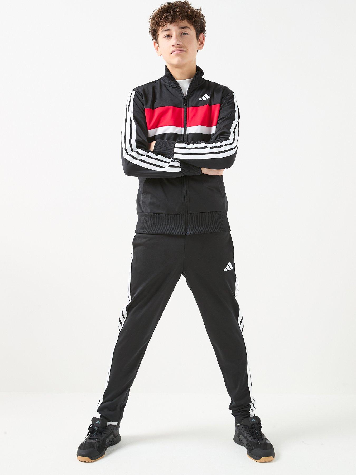  image of adidas-sportswear-junior-boys-seasonal-essentials-tiberio-3-stripes-tricot-tracksuit--black