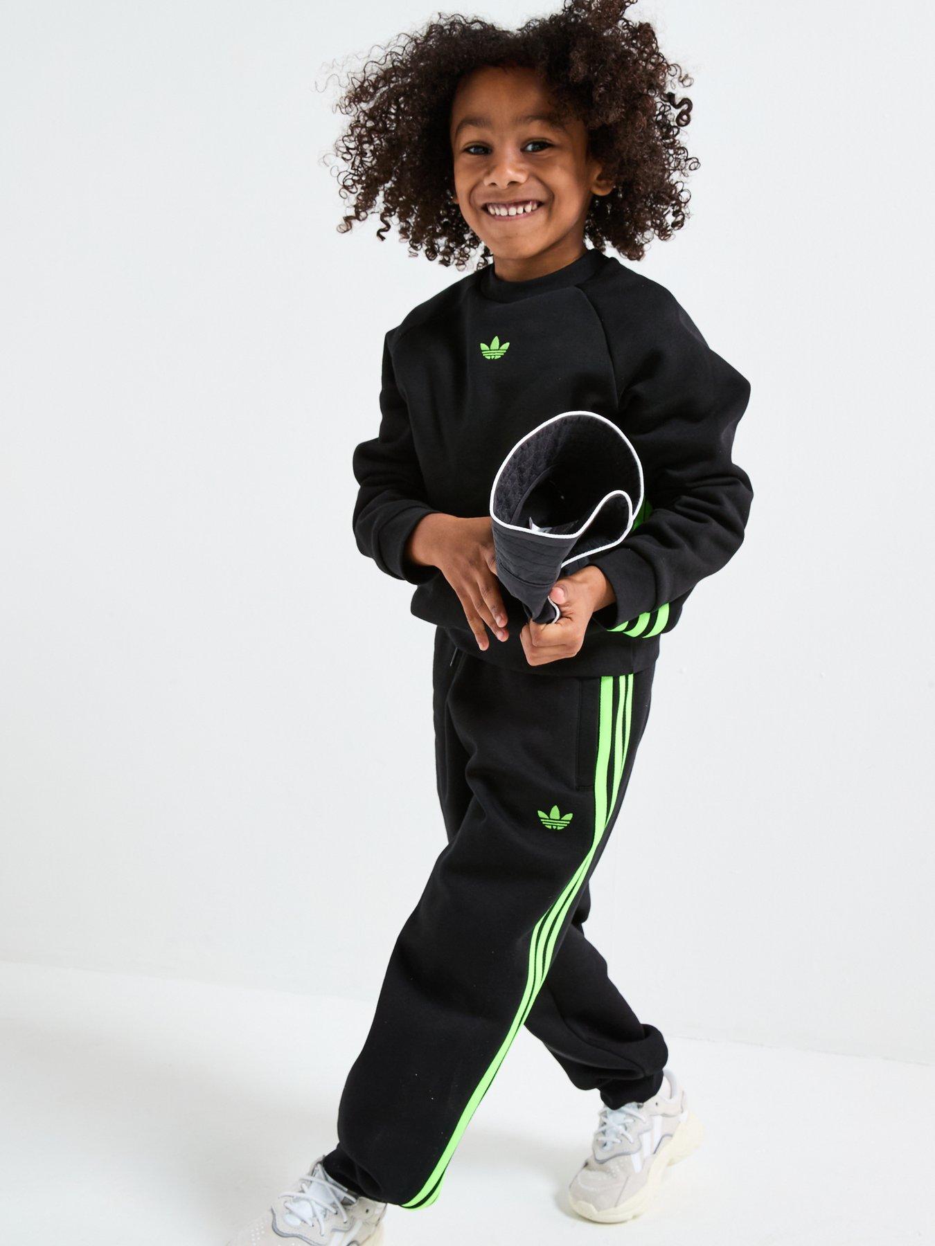 Image 3 of 6 of adidas Originals Kids Boys Adicolour Crew And Jogger Set - Black