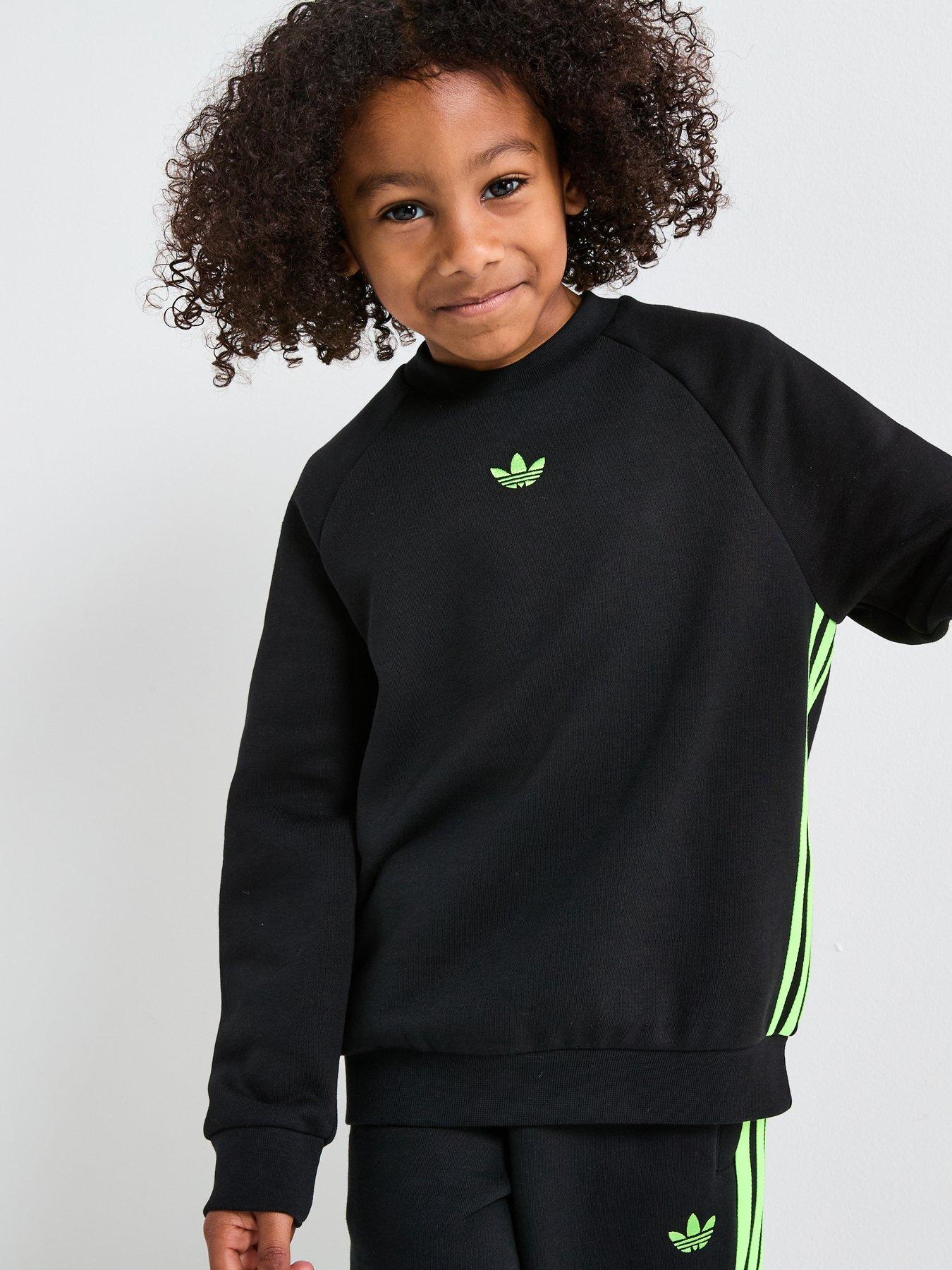 Image 4 of 6 of adidas Originals Kids Boys Adicolour Crew And Jogger Set - Black
