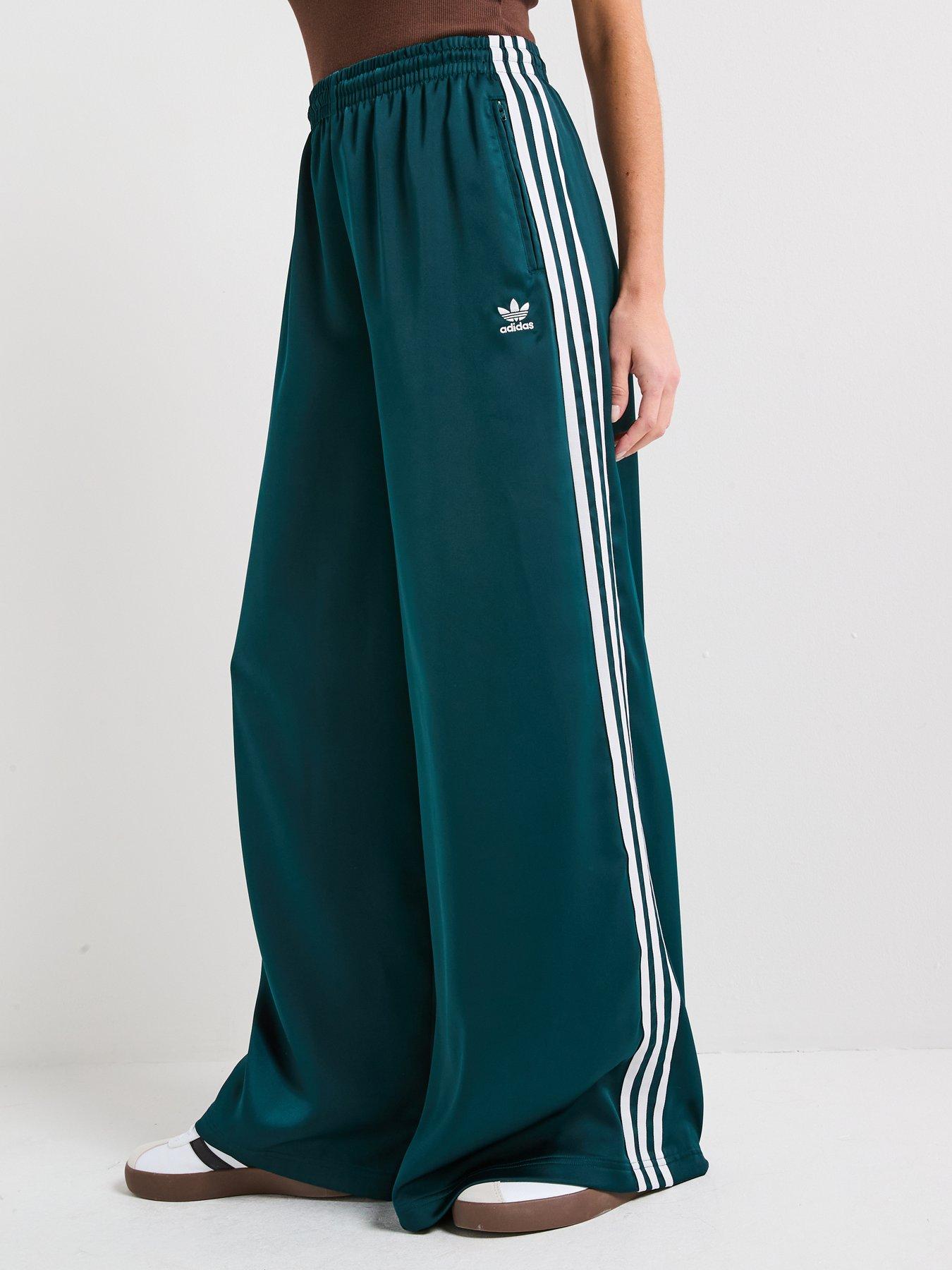 adidas Originals Women's Adicolor Satin Wide Leg Joggers - Green