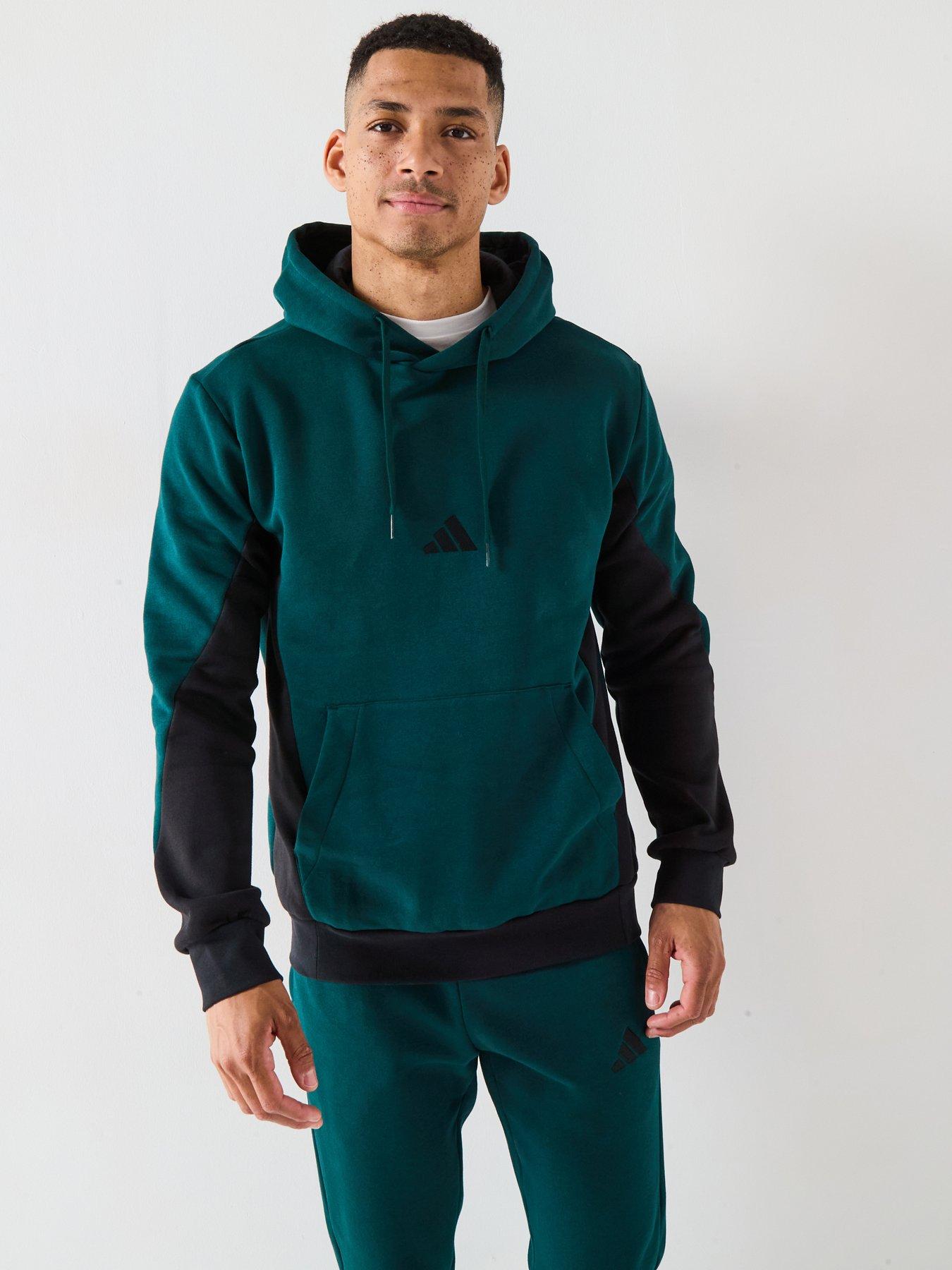 Image 4 of 6 of adidas Sportswear Men's Sportswear Fleece Colorblock Hooded Tracksuit - Green
