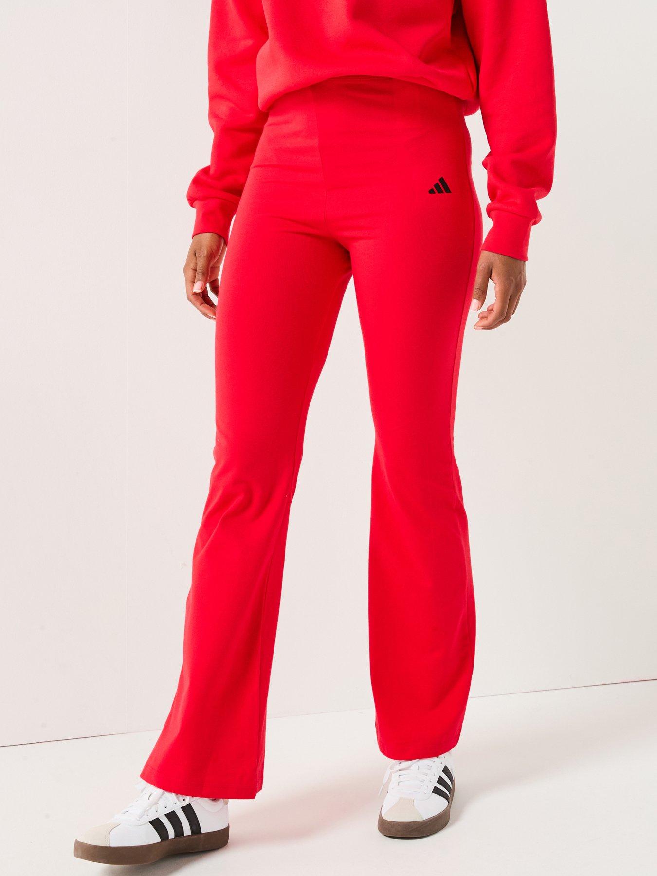adidas Sportswear Women's Essentials Small Logo Flared Leggings - Red
