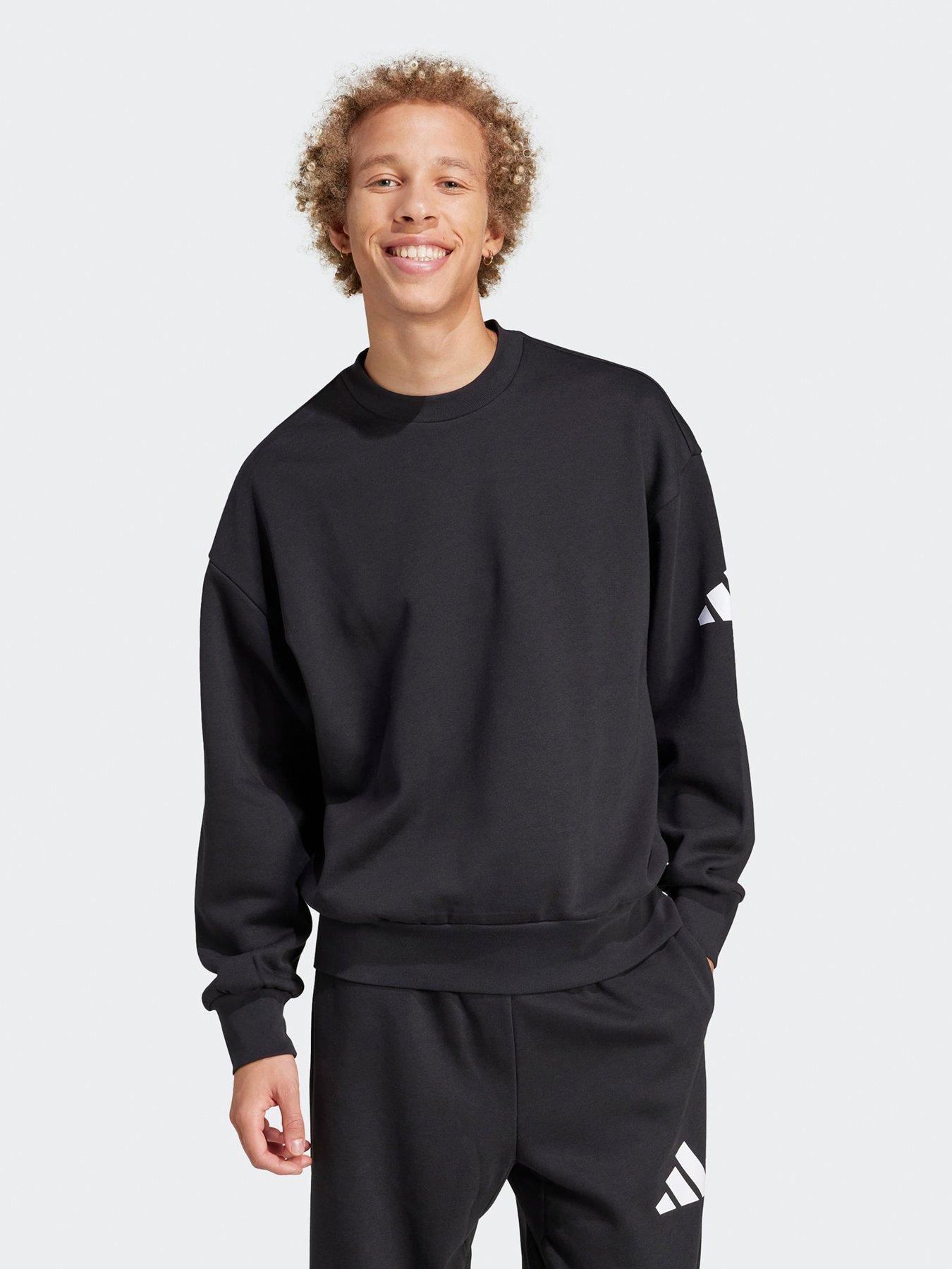  image of adidas-sportswear-mens-essentials-three-bar-sweatshirt-black