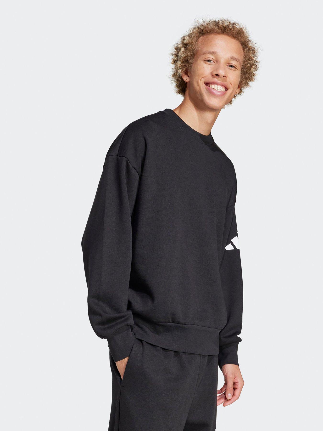  image of adidas-sportswear-mens-essentials-three-bar-sweatshirt-black