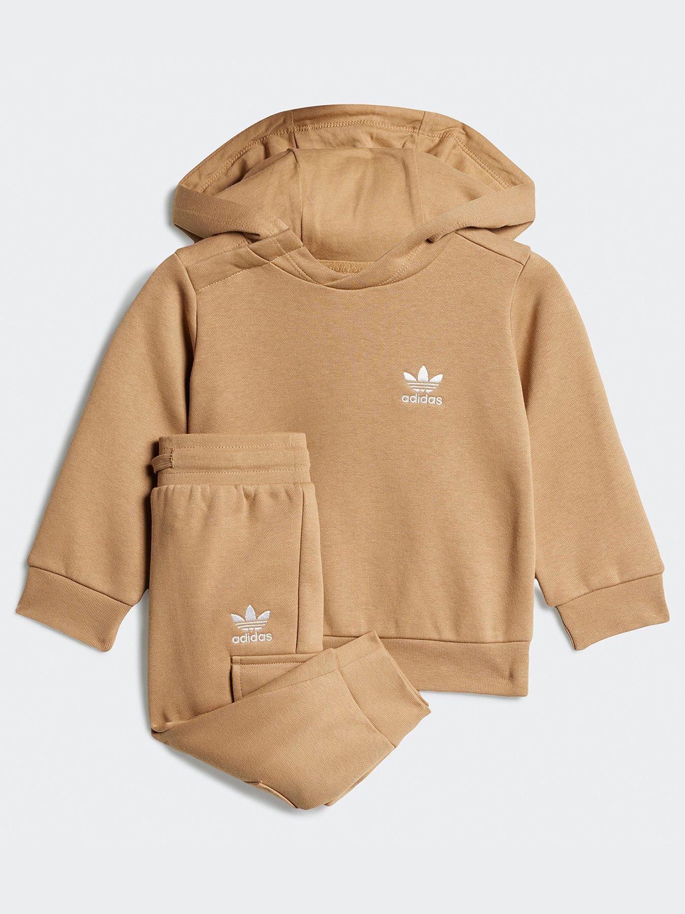 undefined Infant Unisex Trefoil Essentials Hoodie Cargo Set - Brown
